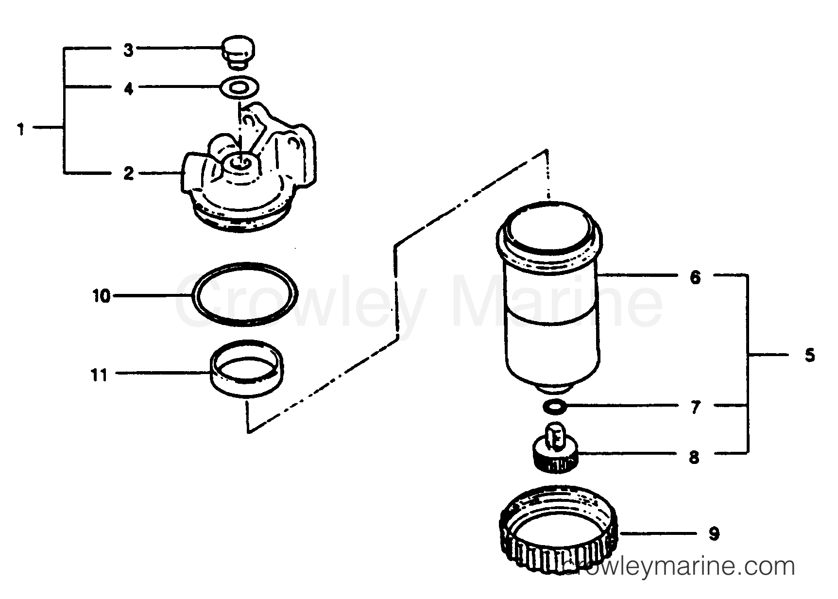 1990 Inboard Engine 5.8LD - 35822C9CS - WATER SEPARATOR ASSEMBLY
