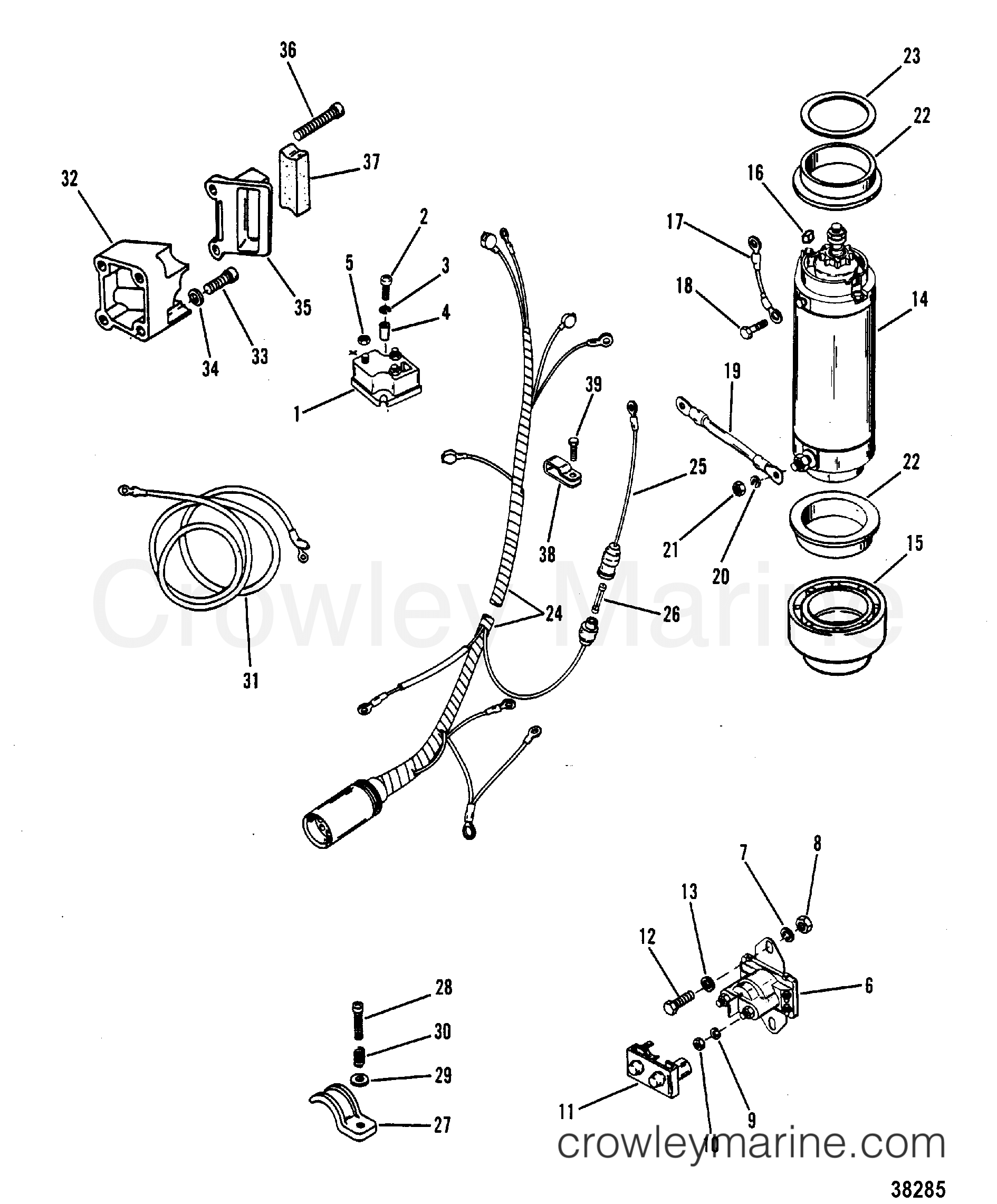 1984 Outboard 60 [EL] - 7060524 - STARTER MOTOR, STARTER SOLENOID, RECTIFIER