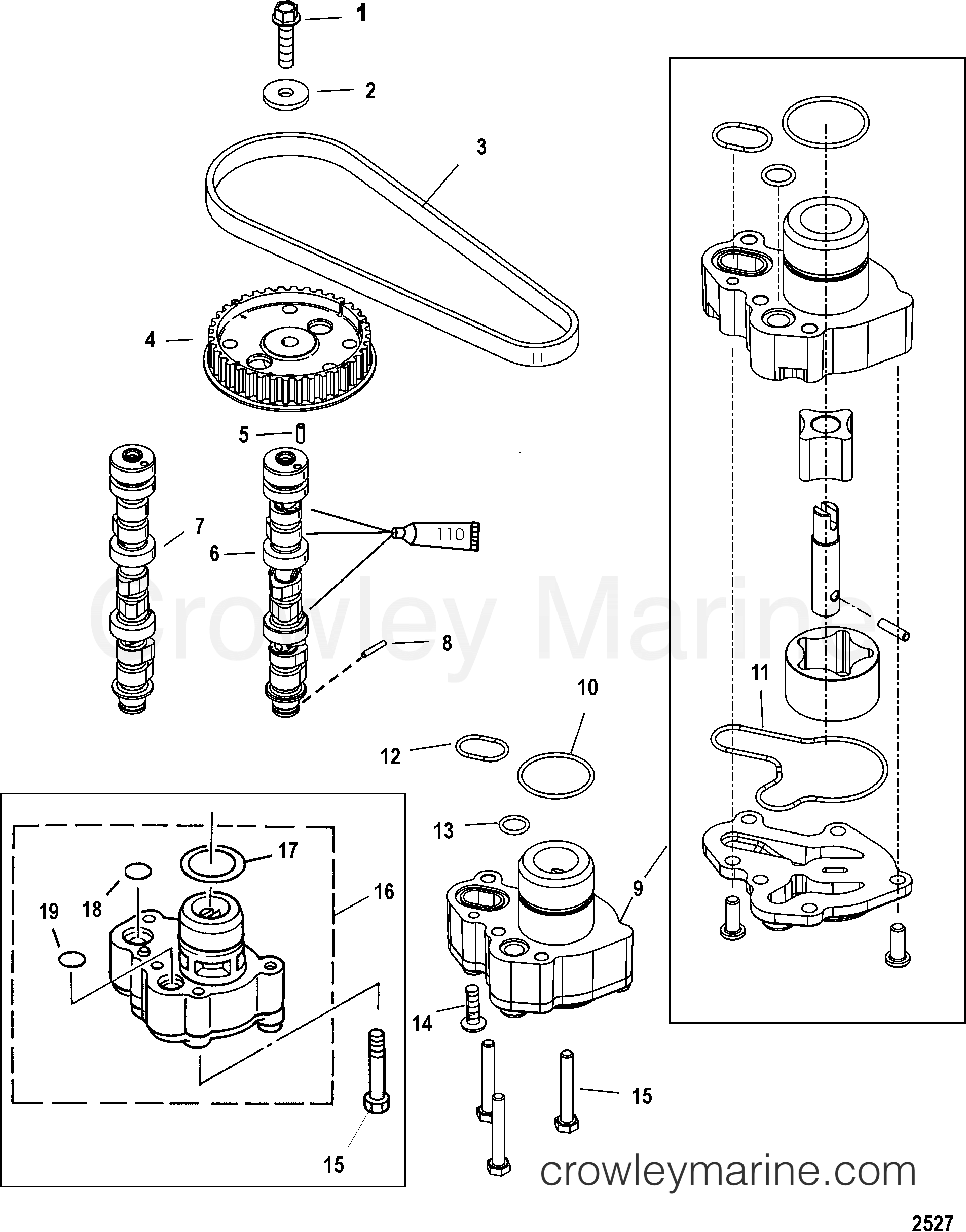 CAMSHAFT/OIL PUMP 2002 Outboard 30 [E 4] 7F30302LB Crowley Marine