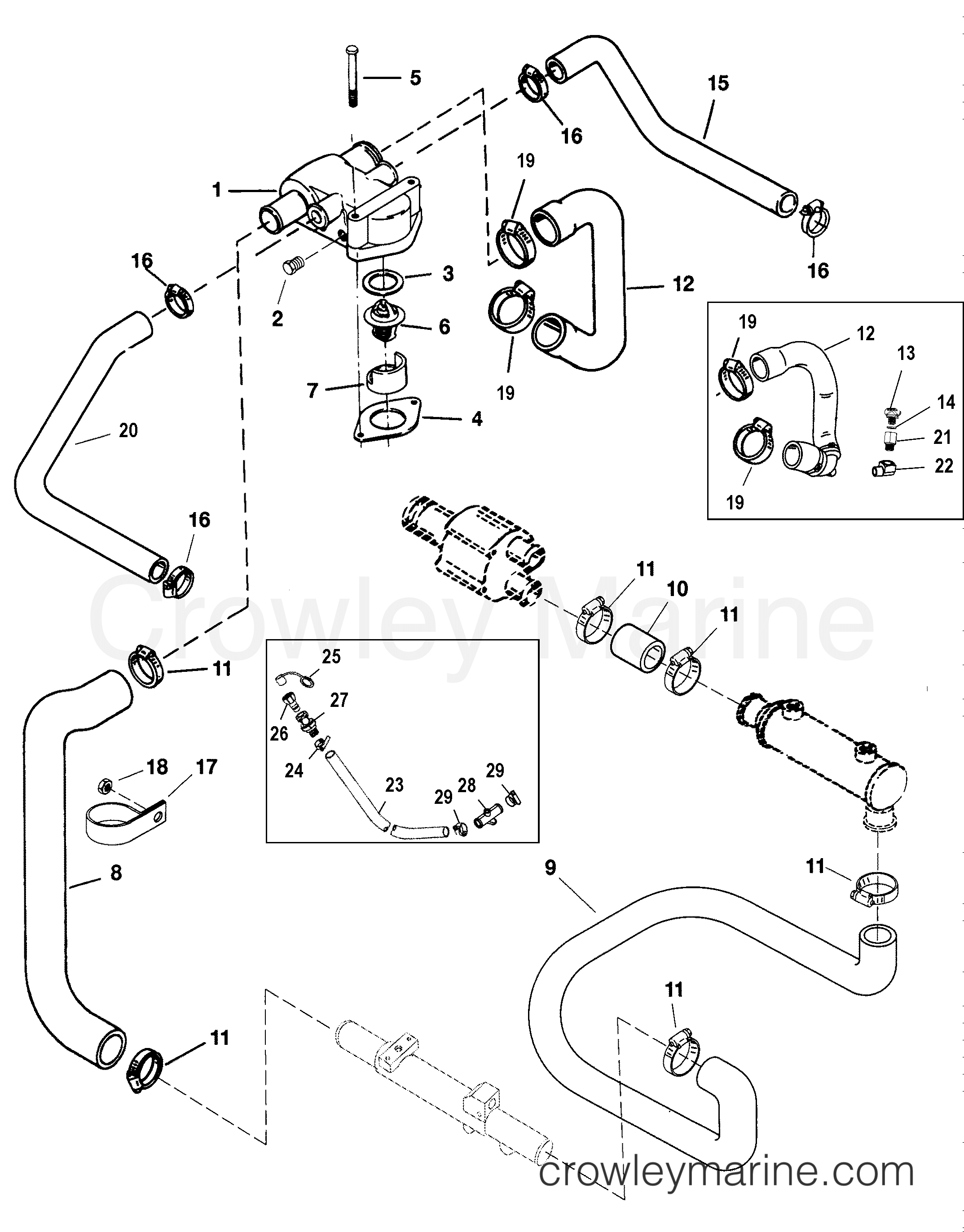 1998 Inboard Engine 5.7L [BLK SCORP] - 3951019LS - STANDARD COOLING SYSTEM