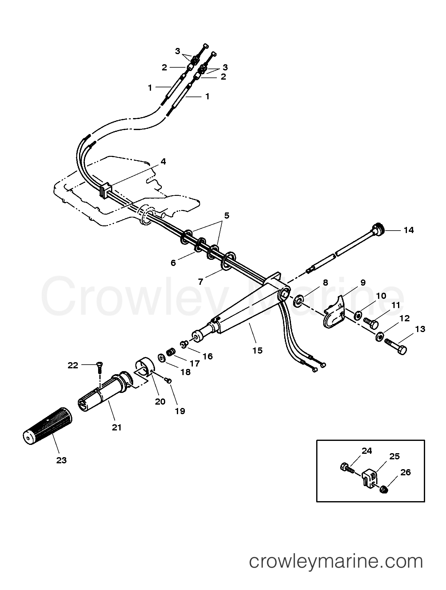 1996 Outboard 25 [ML] - 7025218EW - STEERING HANDLE