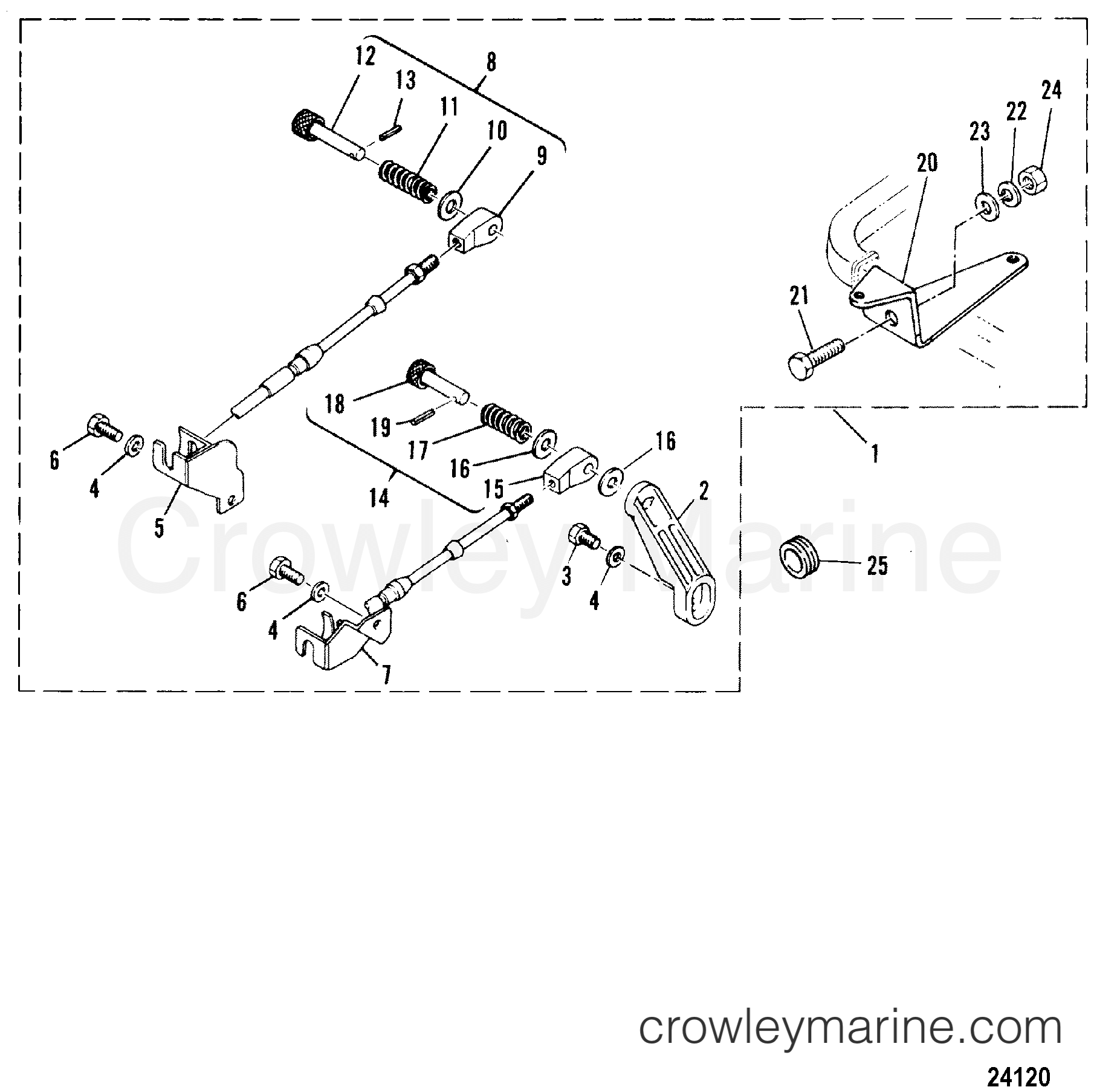 Serial Range Outboard 40B (THRU PROP. EXHAUST) - E-676-B100461 THRU B102785 - REMOTE CONTROL ATTACHING KIT