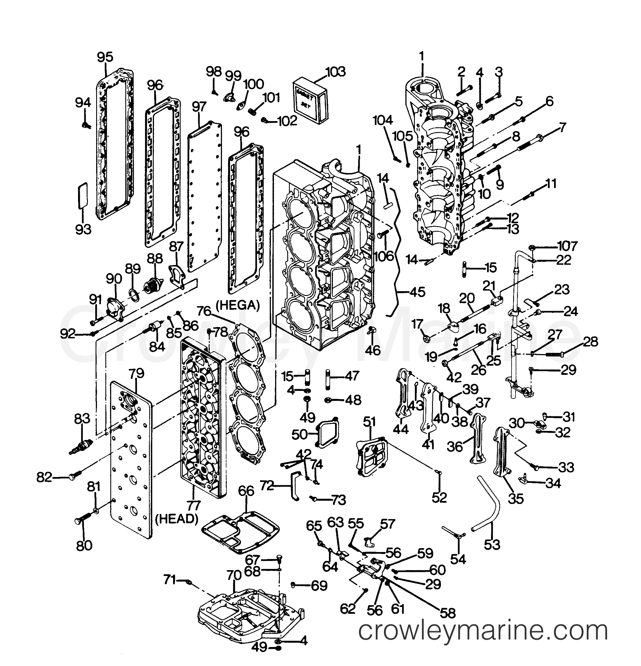1988 Outboard 125 - 1258V8A [Force] - POWER HEAD
