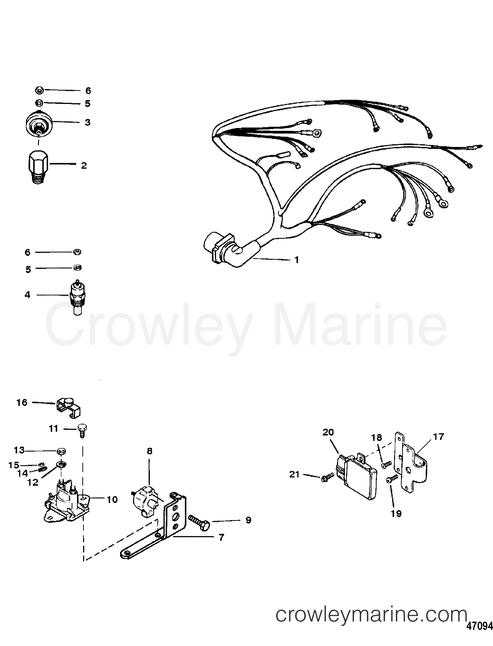 WIRING HARNESS AND ELECTRICAL COMPONENTS 1996 Inboard Engine 5.7L