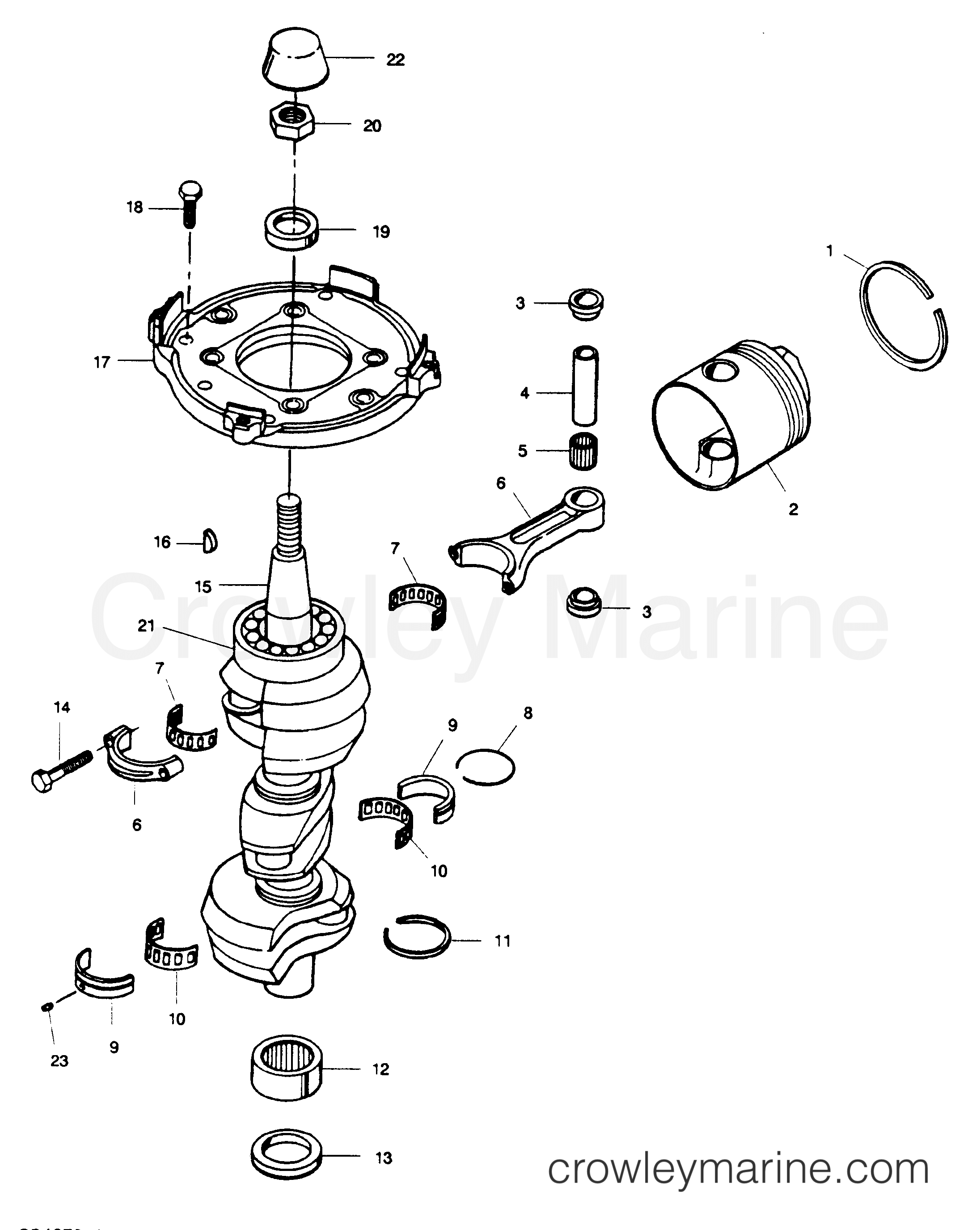 1989 Outboard 85 - 856D9D [Force] - CRANKSHAFT AND PISTON