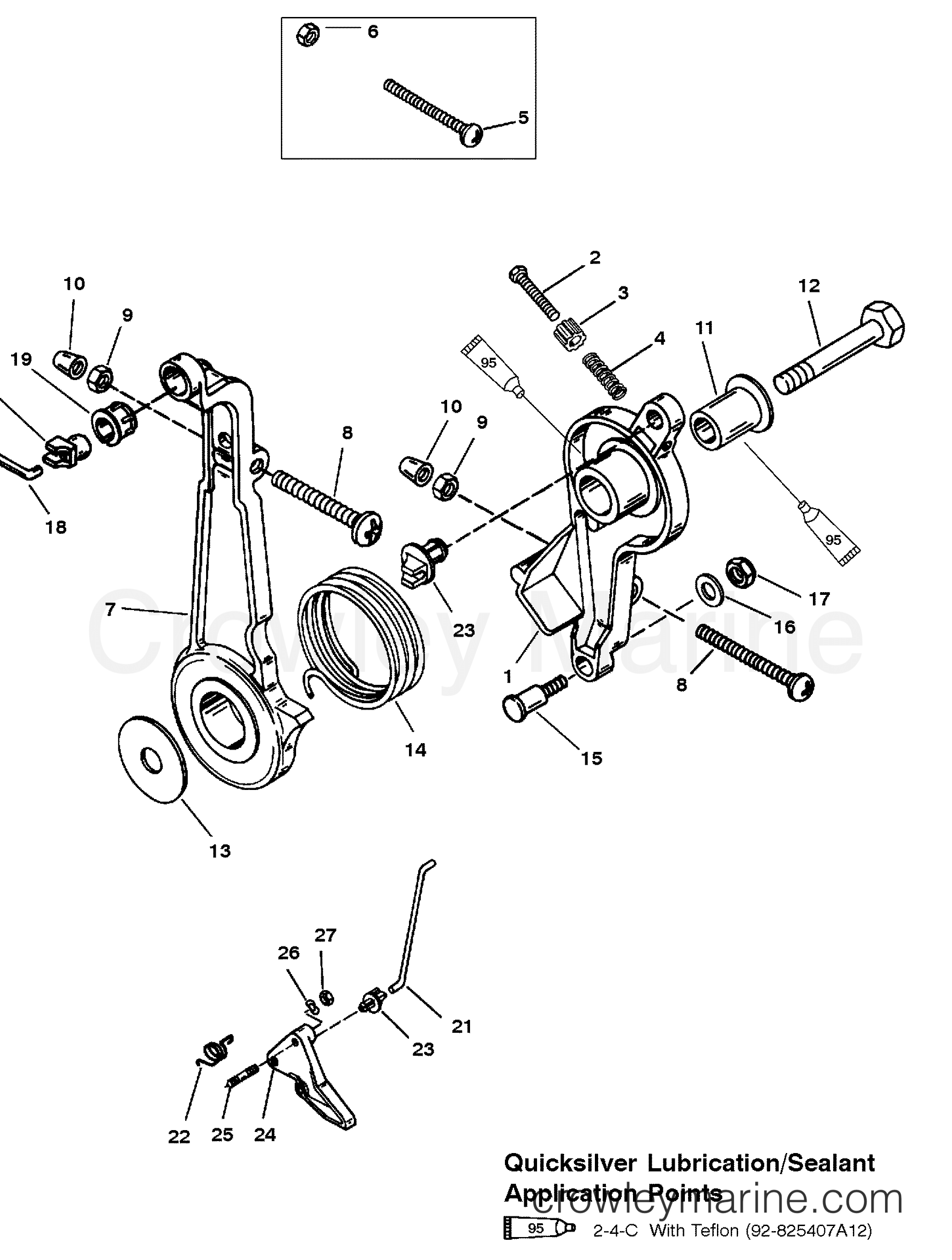 1994 Outboard 75 [MXLH] - 7075227CD - THROTTLE LEVER AND LINKAGE