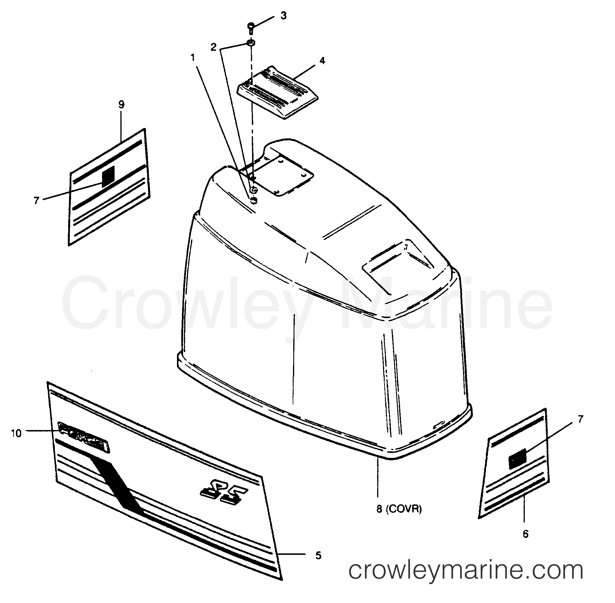1989 Outboard 85 - 856A9G [Force] - ENGINE COVER FORCE MODELS