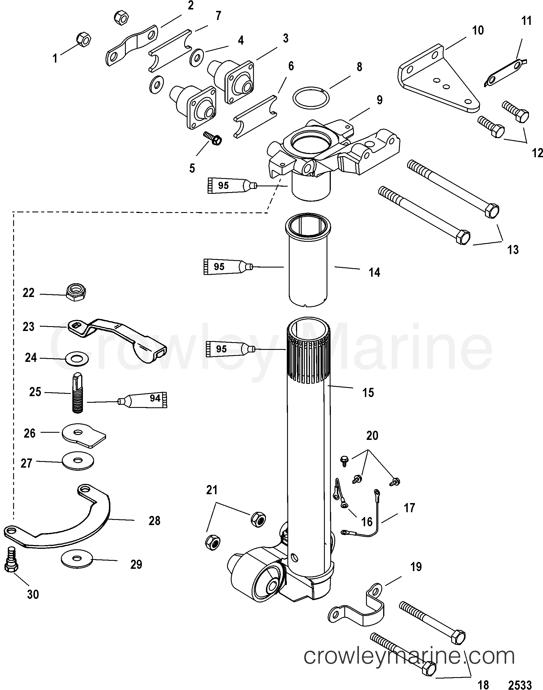 STEERING ARM 1999 Outboard 30 [E 4] 7F30302HD Crowley Marine