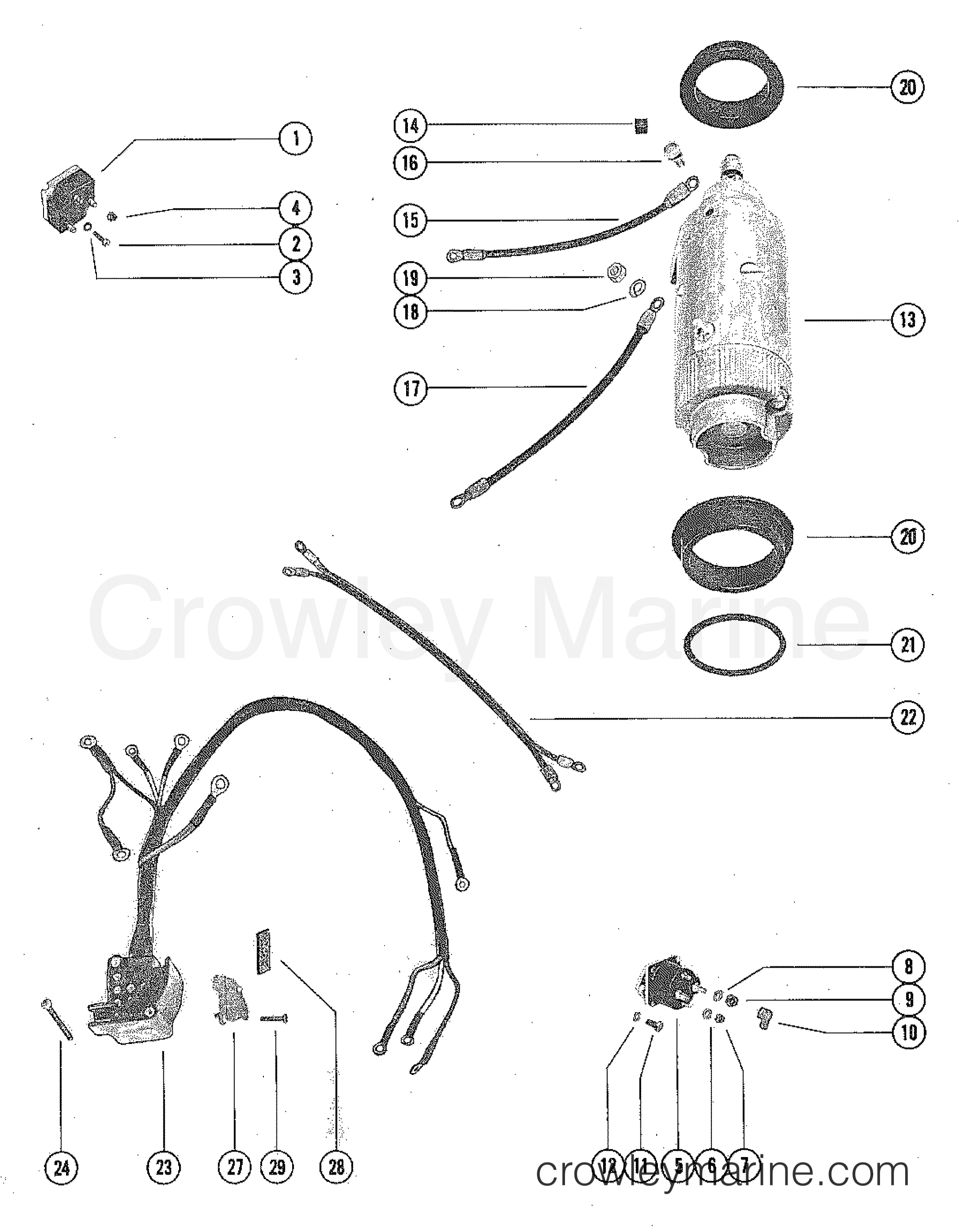 STARTER MOTOR, STARTER SOLENOID AND RECTIFIER ASSEMBLY - Serial Range ...