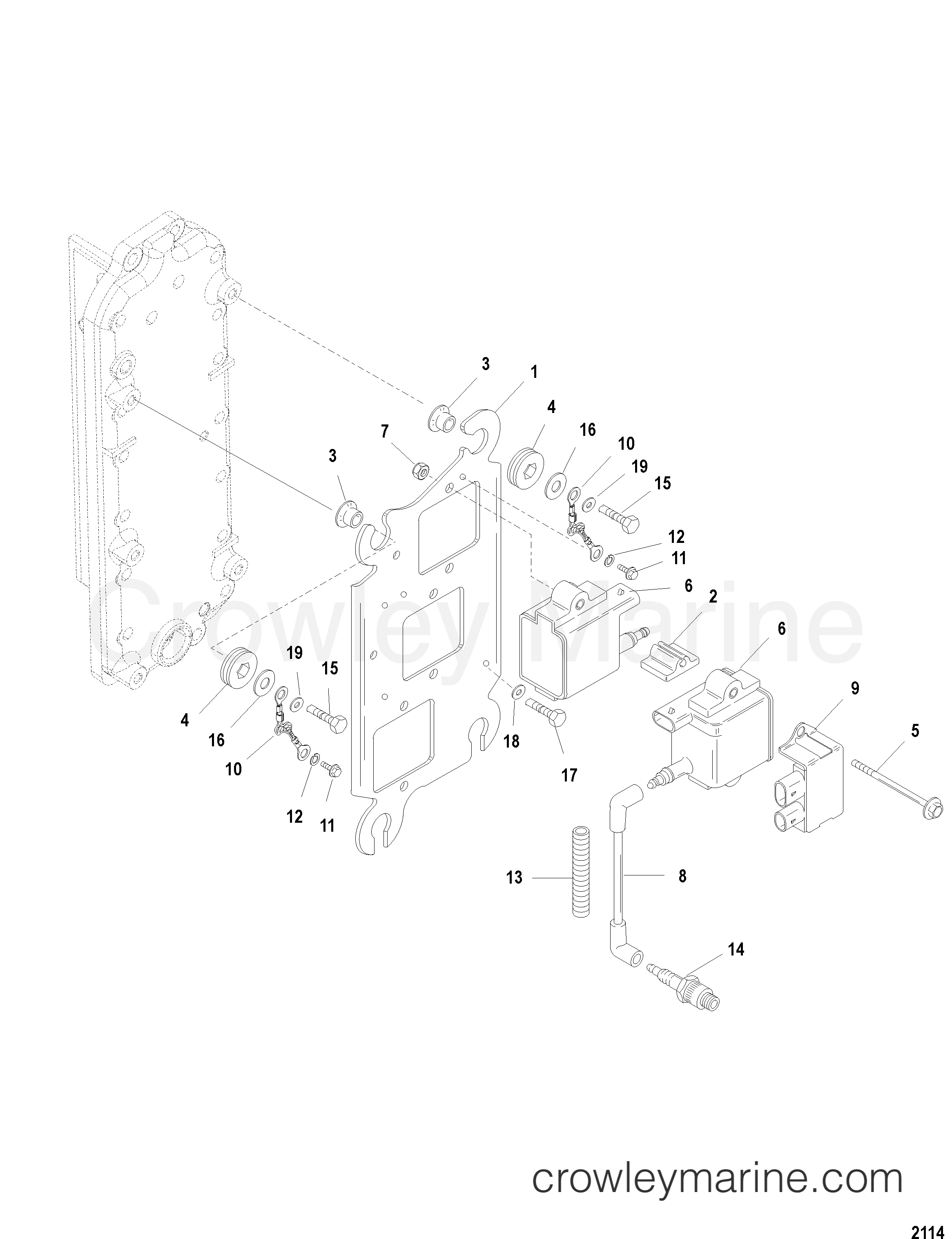 2001 Outboard 135DFI [CXL] - 7135484KD - COIL PLATE ASSEMBLY
