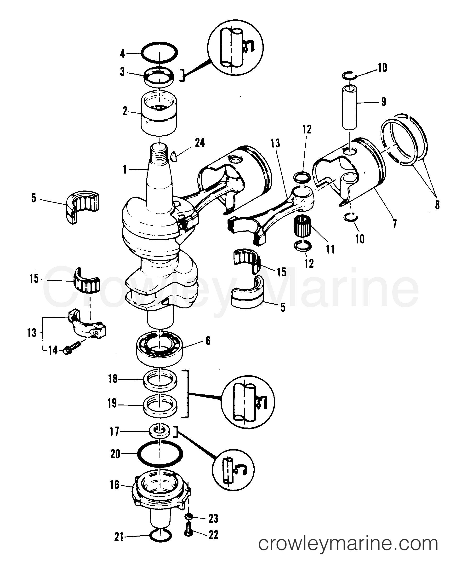 1982 Outboard 40 [M] - 7040202 - CRANKSHAFT AND PISTON