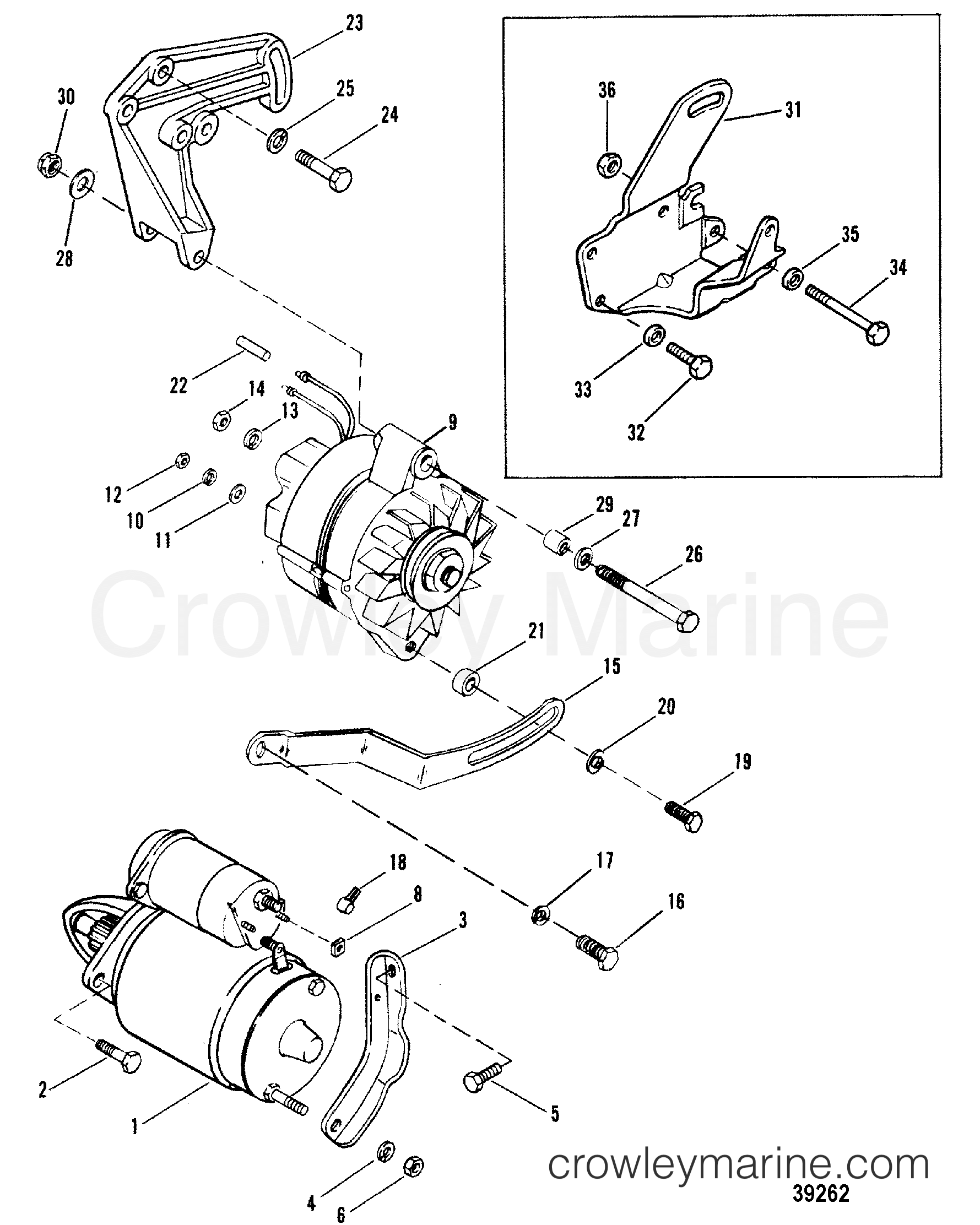 STARTER MOTOR AND ALTERNATOR 1987 Stern Drive 175 01751347 Crowley