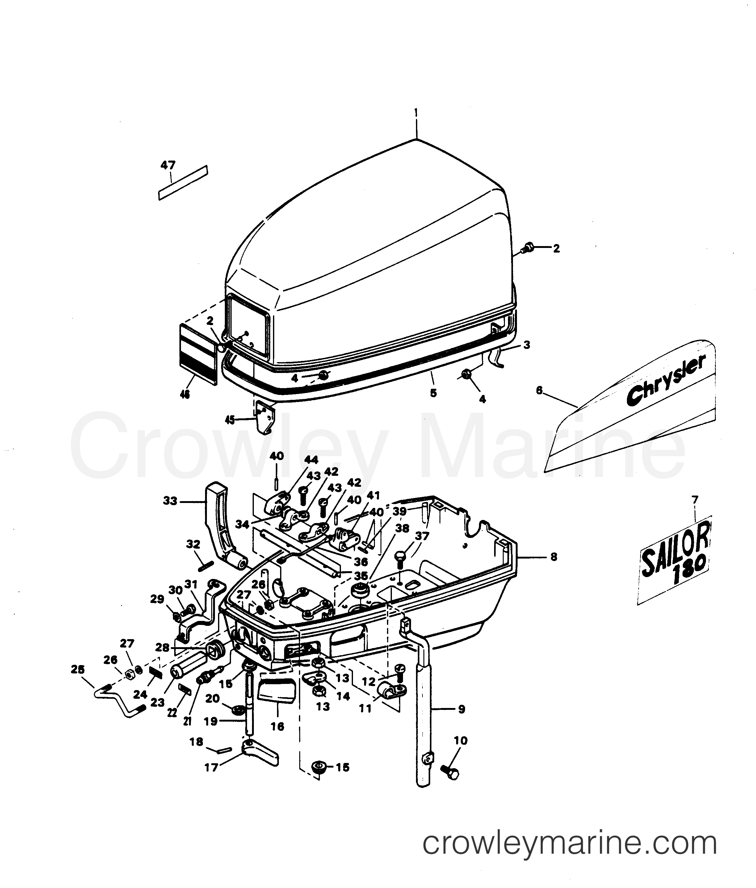 1982 Outboard 7.5 - 71B2C - ENGINE COVER AND SUPPORT PLATE