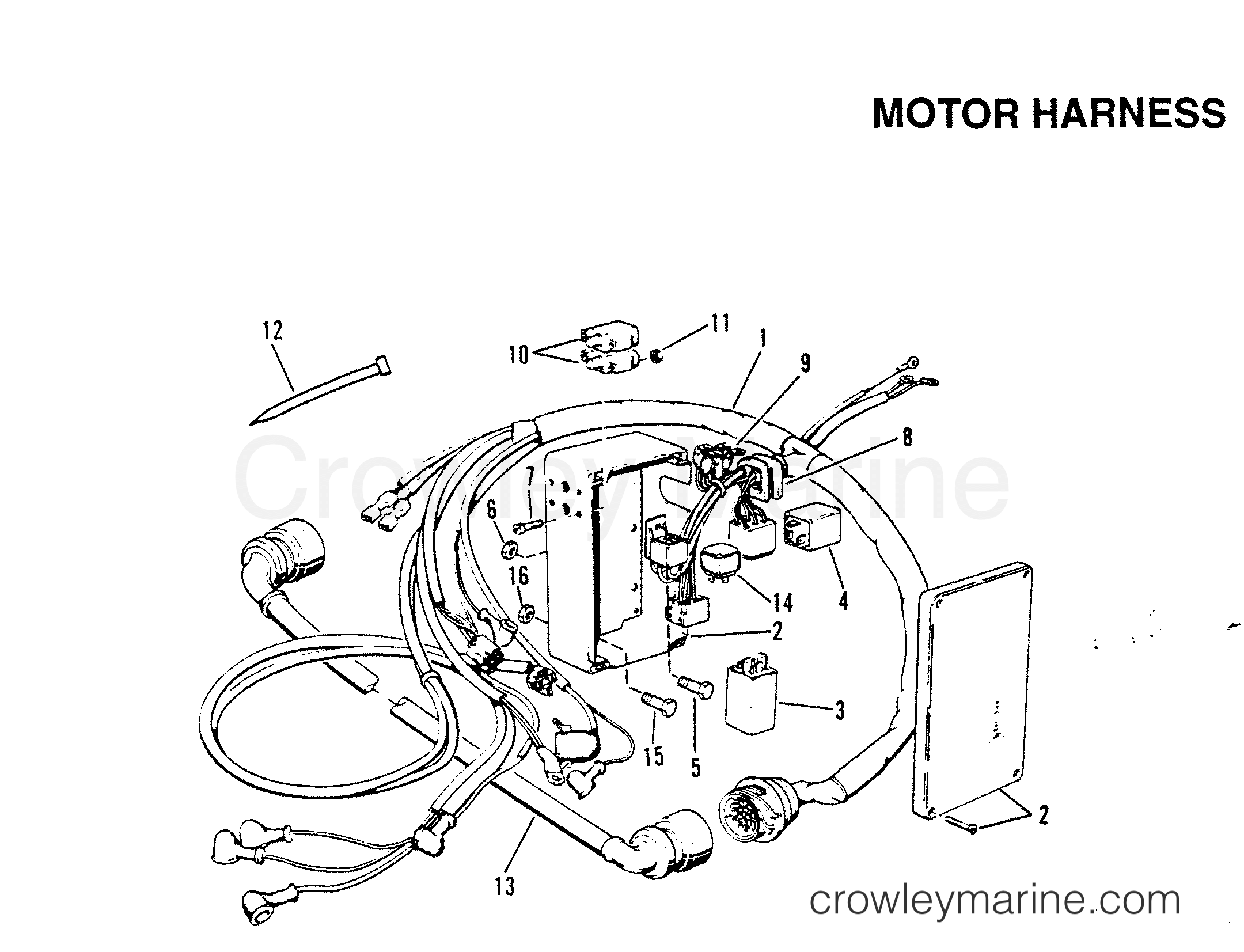 1990 Inboard Engine 642D - 34232B9CD - MOTOR HARNESS