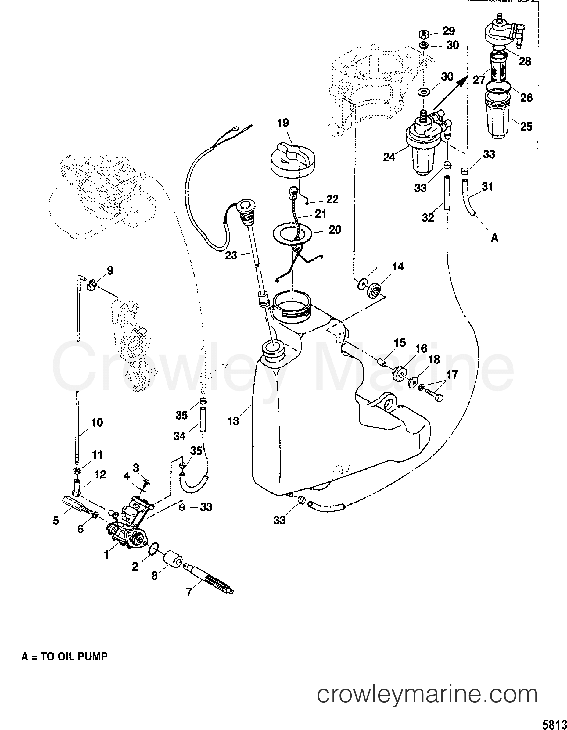 2003 Outboard 40 [M] - 704020PML - OIL INJECTION COMPONENTS