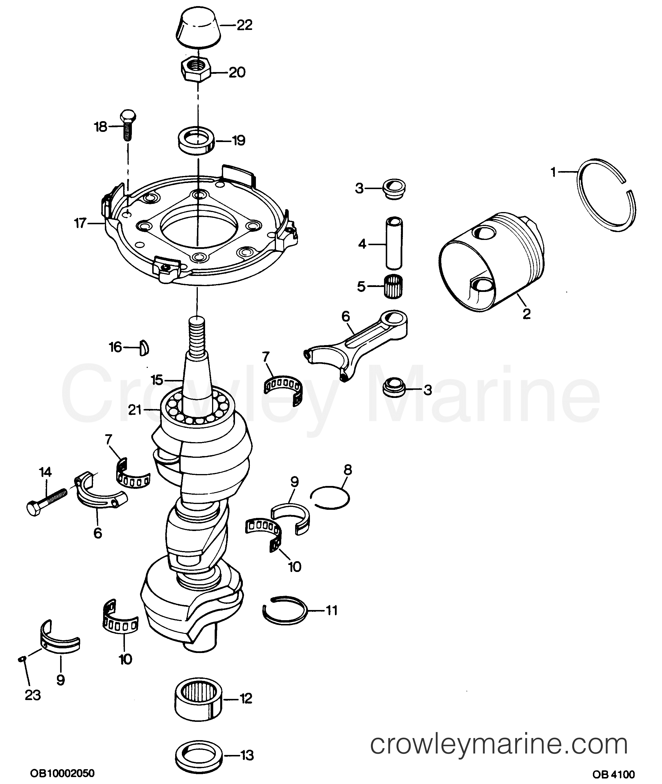 1987 Outboard 85 - 0C856F7A [Force] - CRANKSHAFT AND PISTON