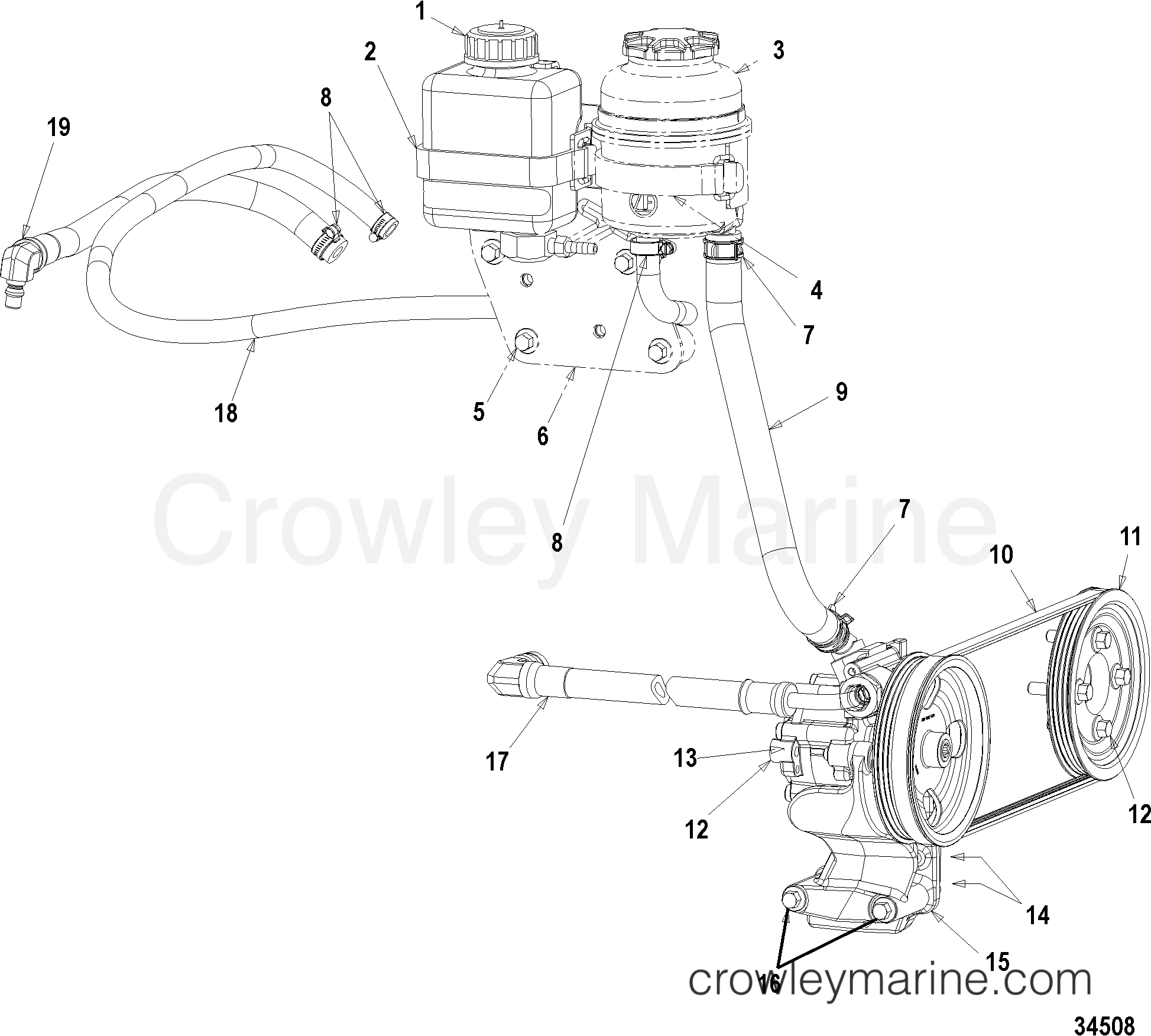 1998 Inboard Engine 2.0L QSD [EI 150] - 30200045F - POWER STEERING COMPONENTS