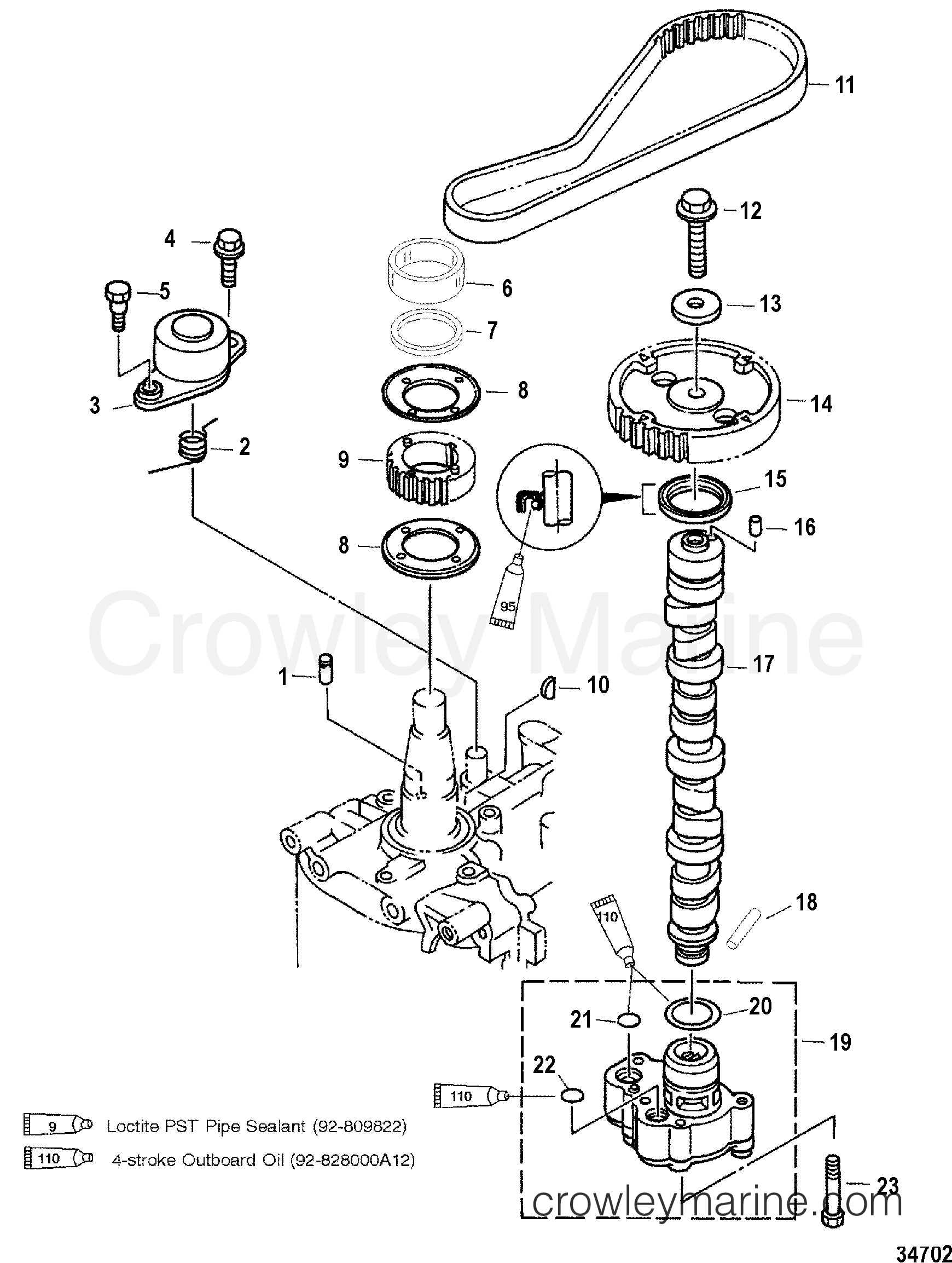 CAMSHAFT/OIL PUMP 2000 Outboard 50 [ELPT 4] 1F50412WD Crowley Marine