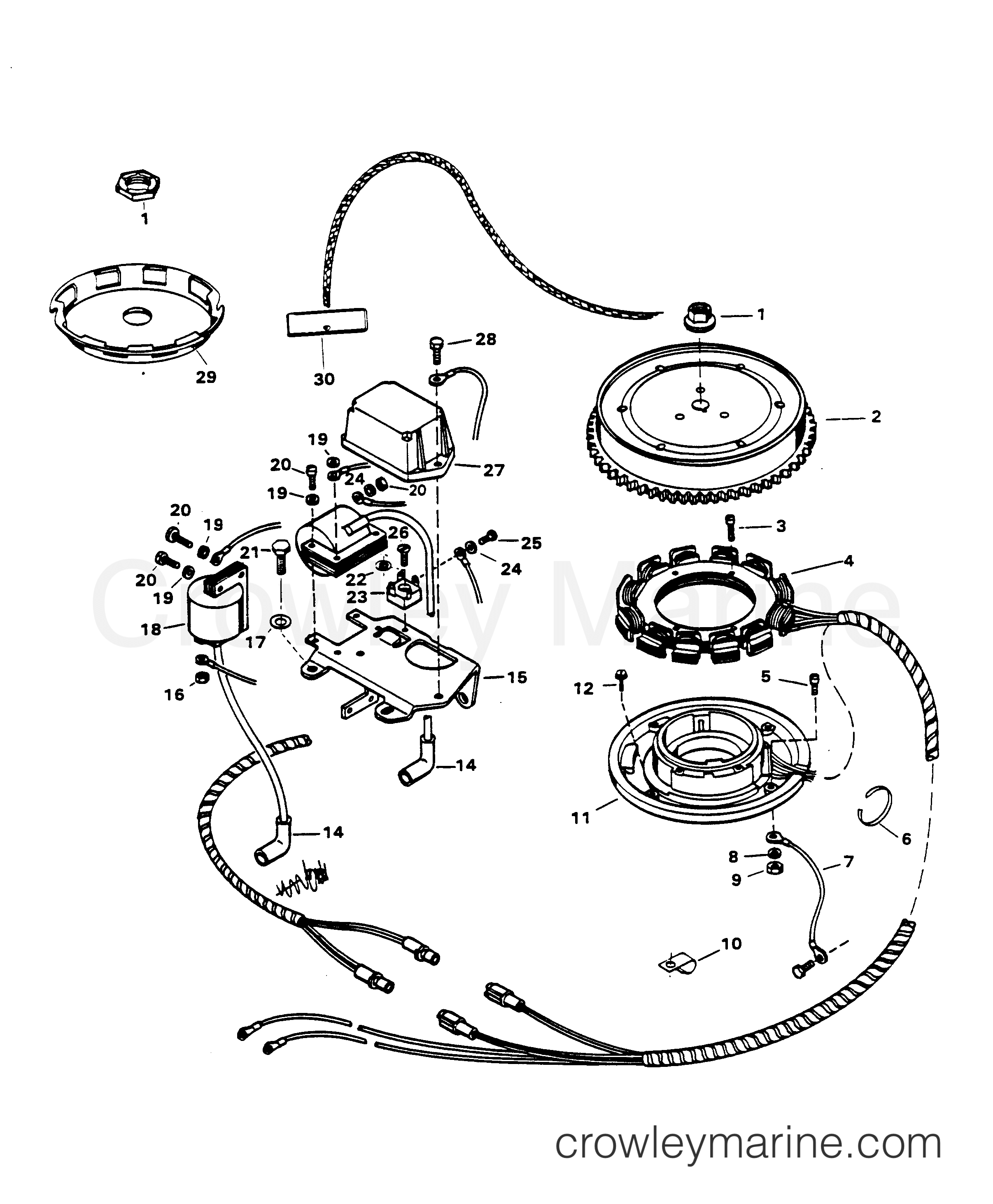 1982 Outboard 30 - 307H2E - ALTERNATOR COMPONENTS