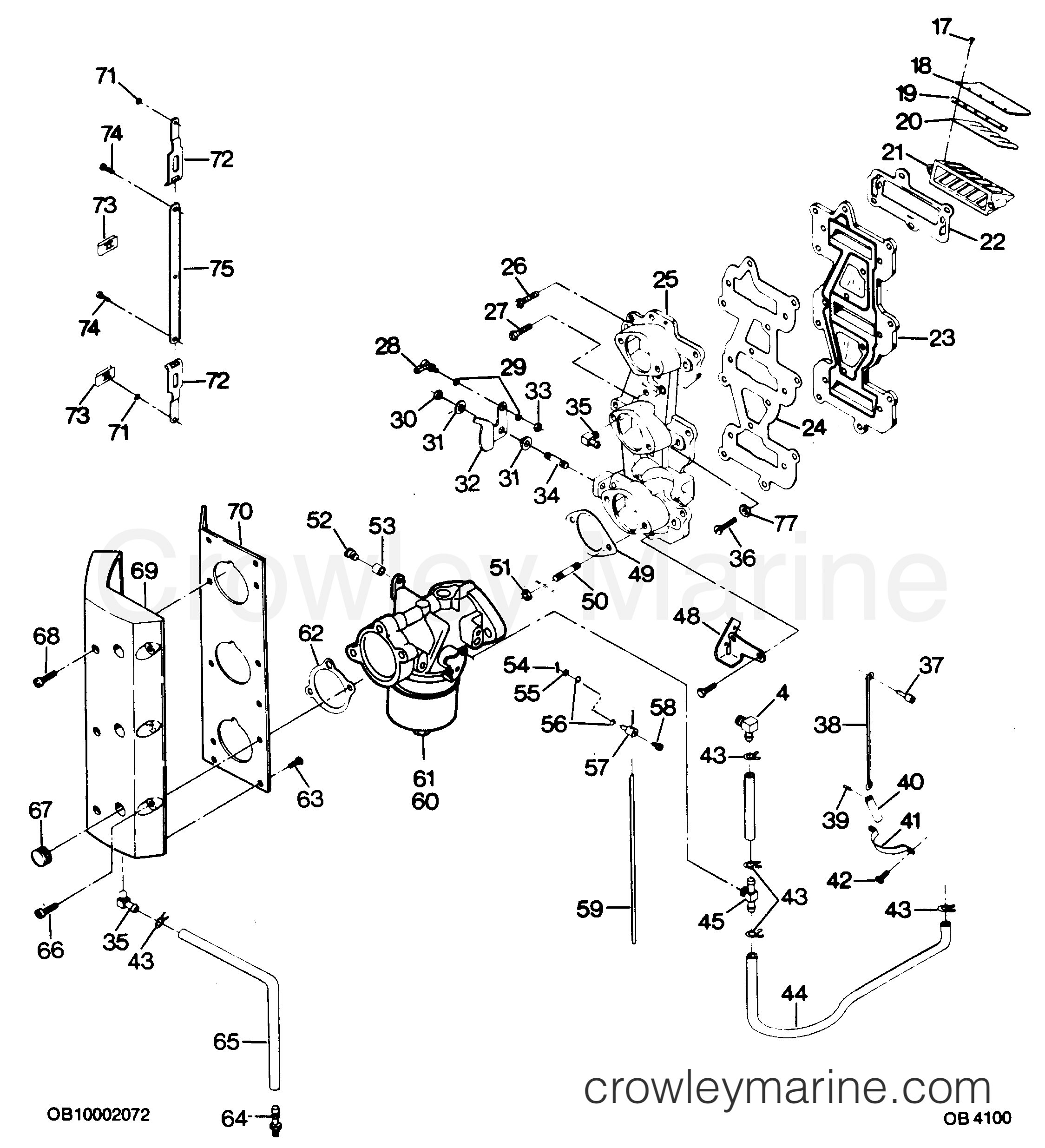 1987 Outboard 85 - 0C856F7A [Force] - ADAPTER AND REED PLATE
