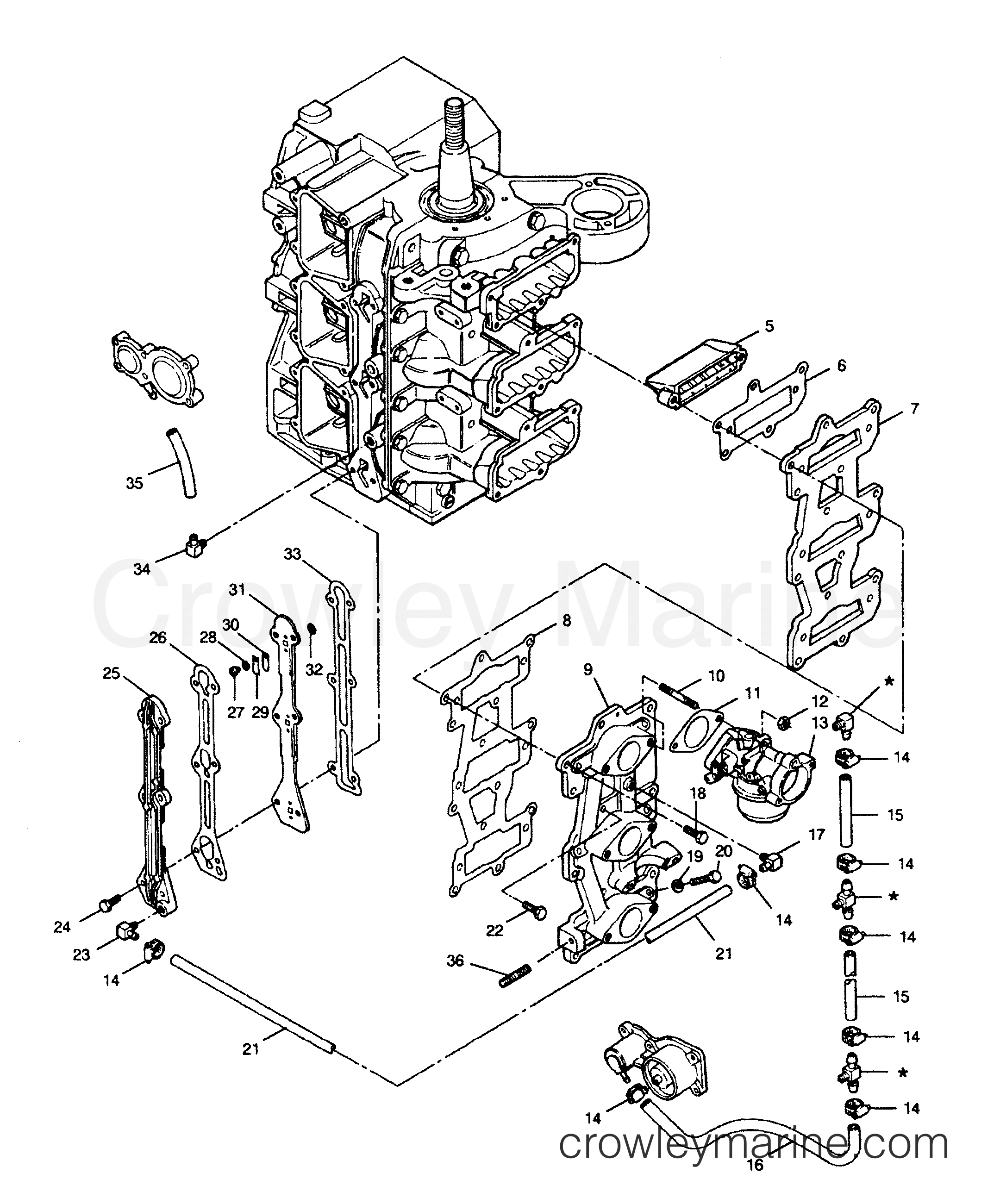 1991 Outboard 90 - 908F91C [Force] - REED PLATE AND RECIRCULATION SYSTEM
