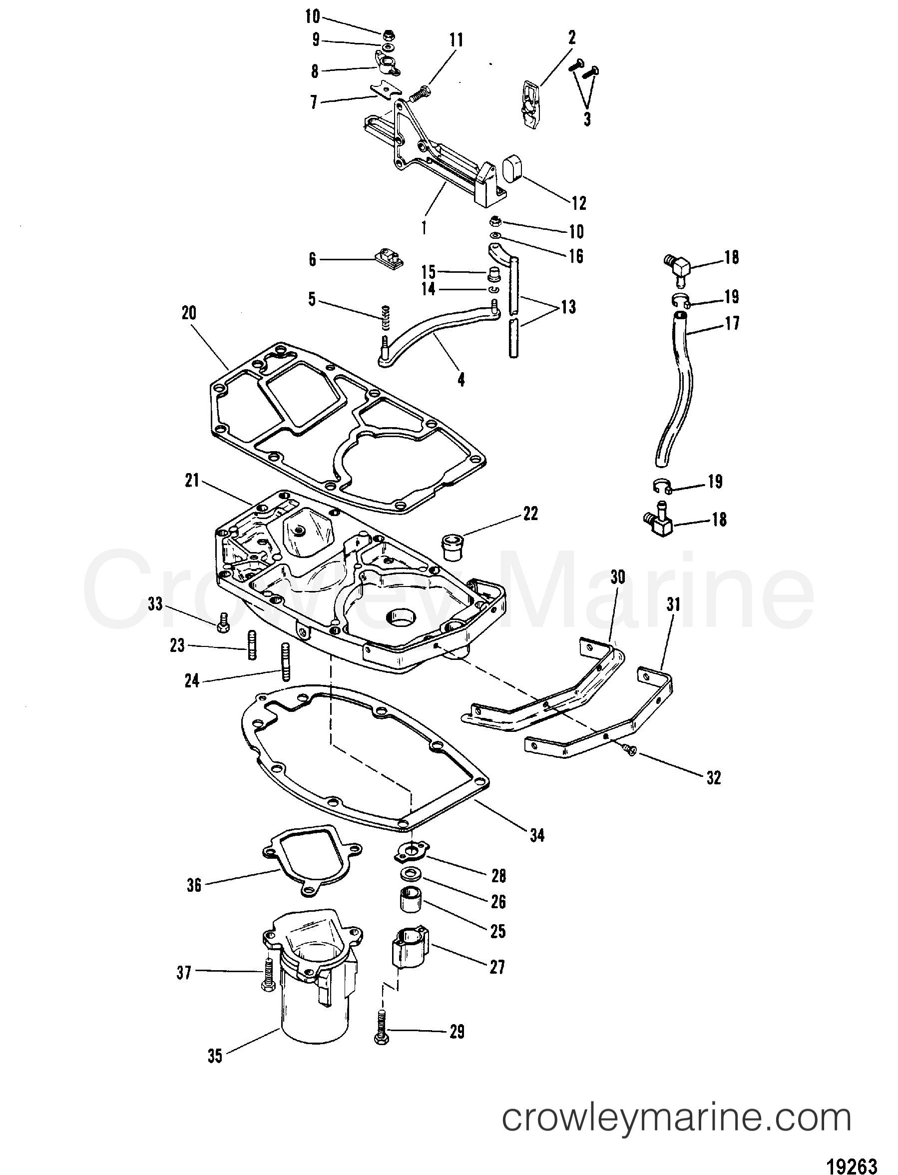 1989 Outboard 50 [ELO] - 7050312PC - EXHAUST PLATE