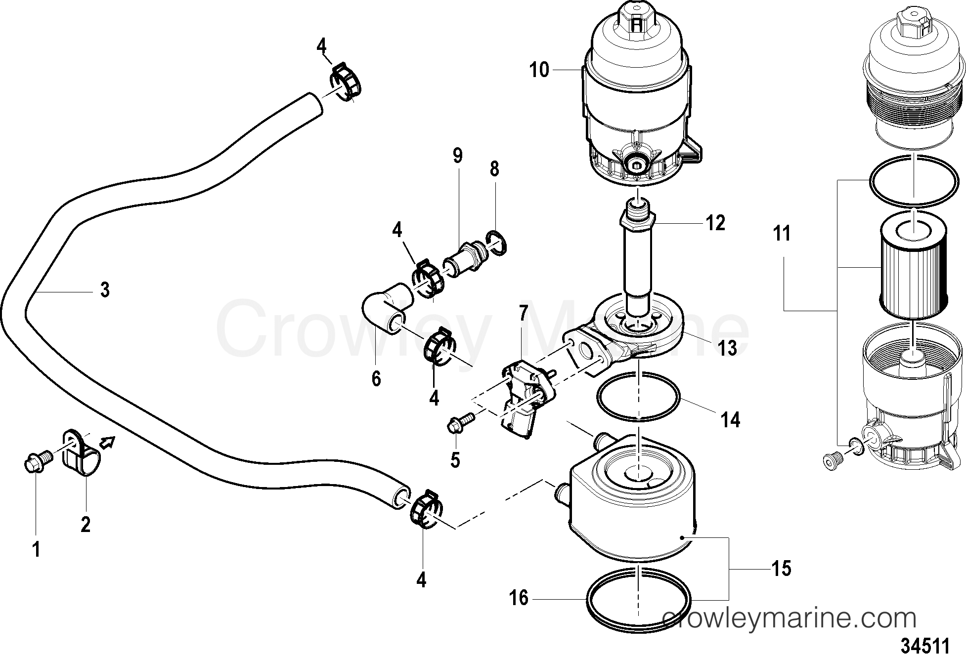 1998 Inboard Engine 2.0L QSD [EI 150] - 30200083D - OIL FILTER ASSEMBLY