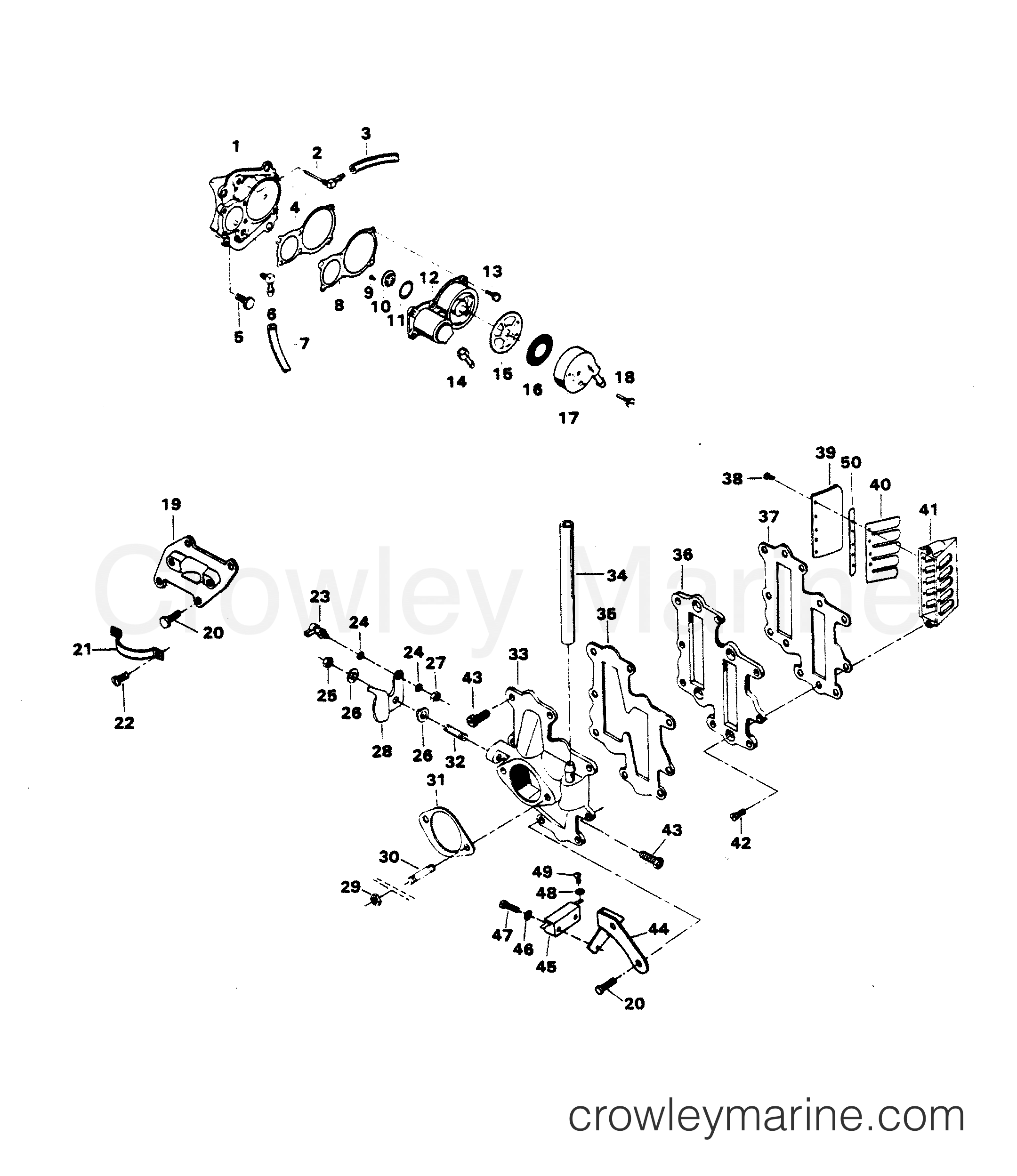 1982 Outboard 115 - H1158B82E - FUEL PUMP AND REED PLATE