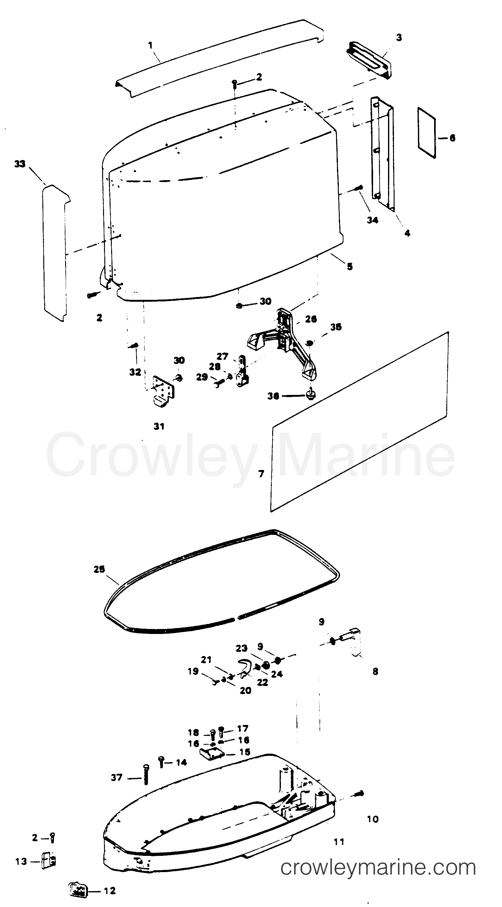 1984 Outboard 125 - 1258FC4A [Force] - ENGINE COVER AND SUPPORT PLATE