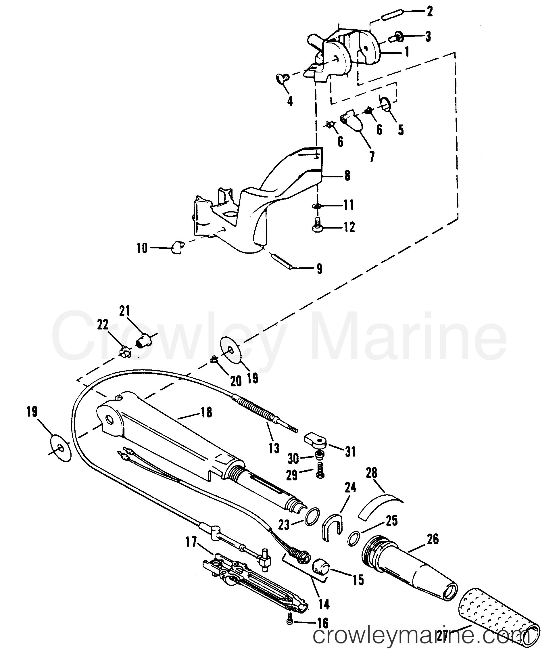 TILLER HANDLE AND THROTTLE LINKAGE 1995 Outboard 15 H015201RS [MH