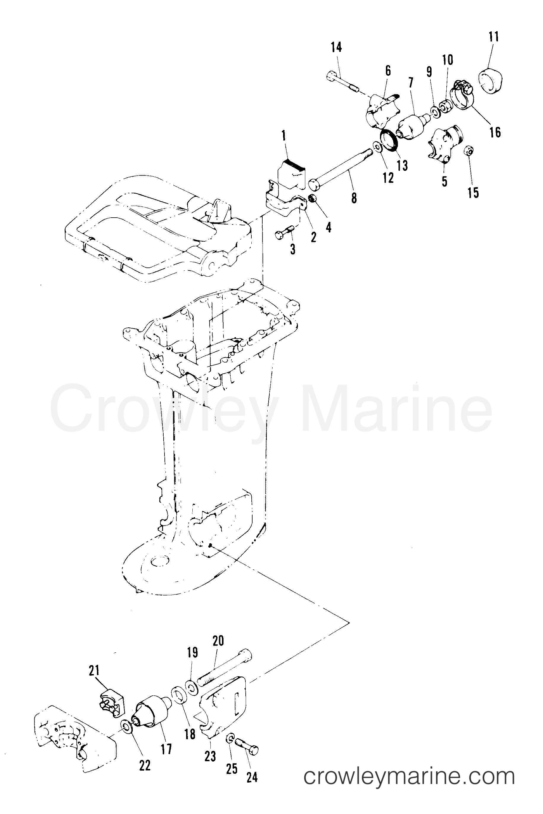 Serial Range Outboard 40A (ABOVE PROP. EXHAUST) - 676-A007736 ANU UP      (M) - MOUNTING SYSTEM