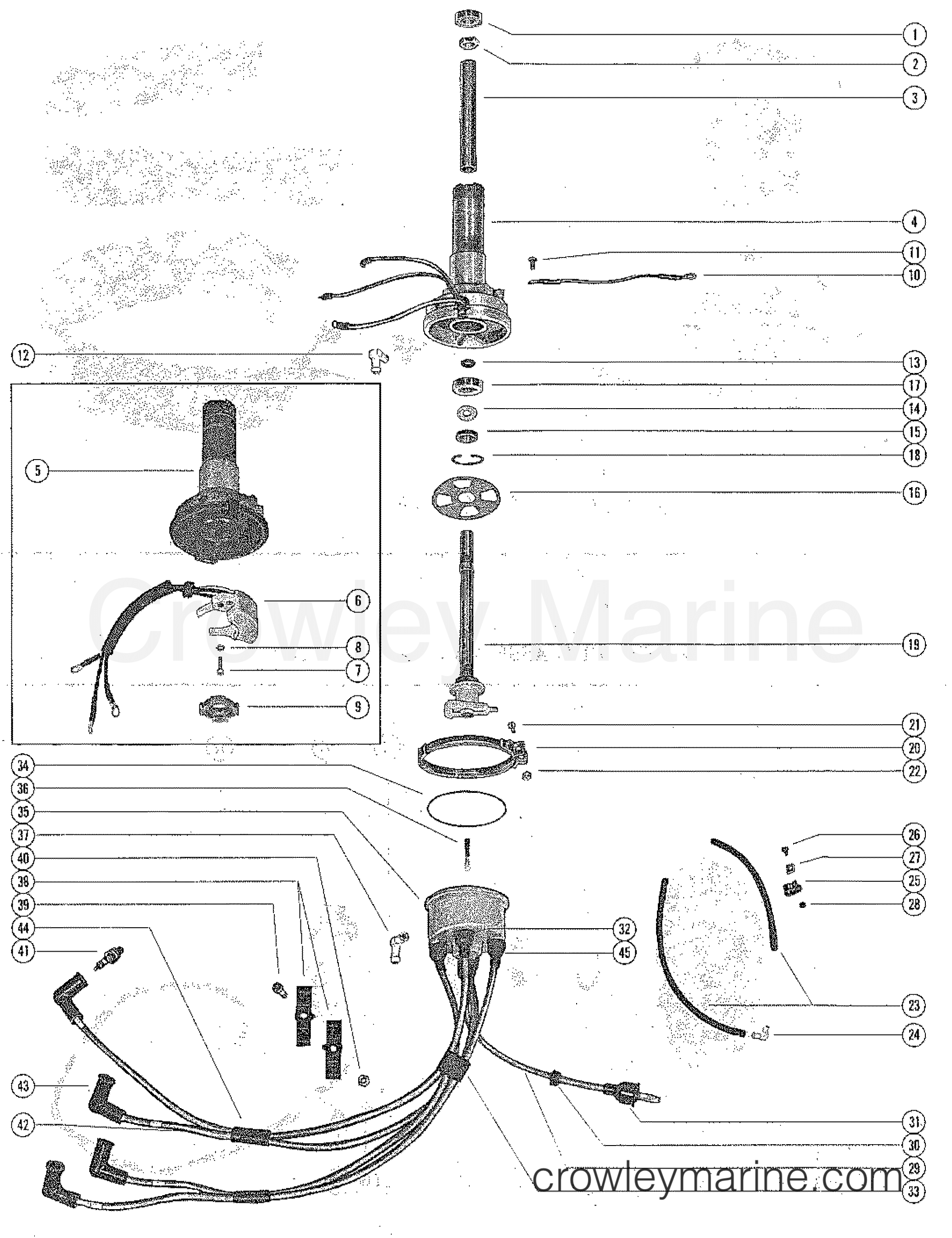 DISTRIBUTOR HOUSING AND ROTOR Serial Range Outboard 800 (4 CYL.), 80