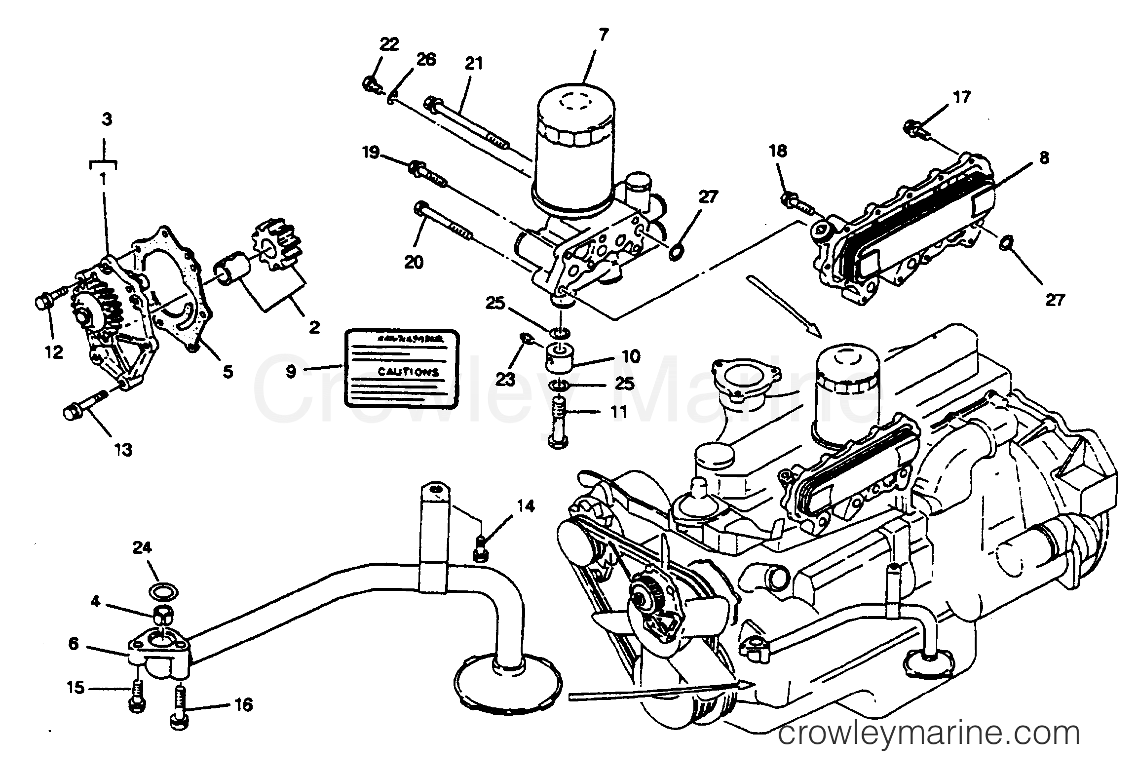 1990 Inboard Engine 5.8LD - 35822C9CS - LUBRICATING SYSTEM
