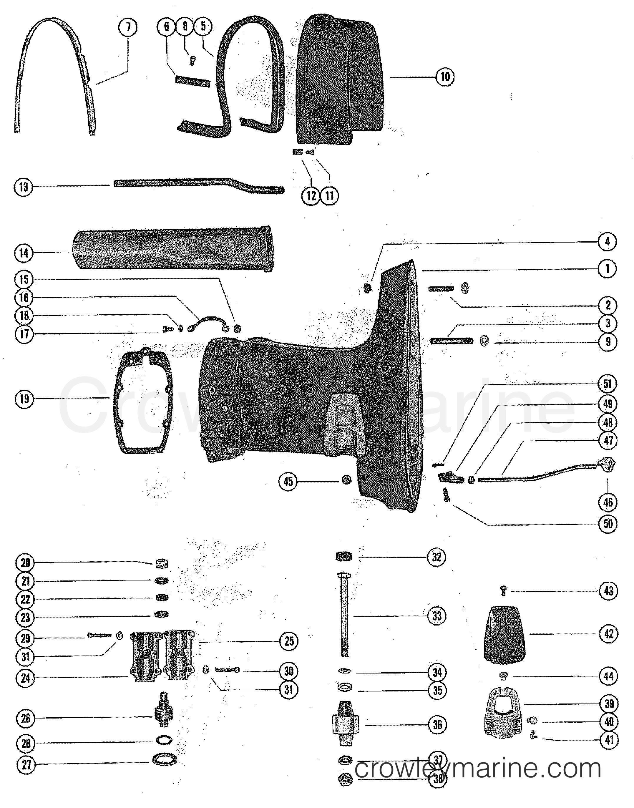DRIVE SHAFT HOUSING ASSEMBLY 1975 Outboard 40 1402205 Crowley Marine