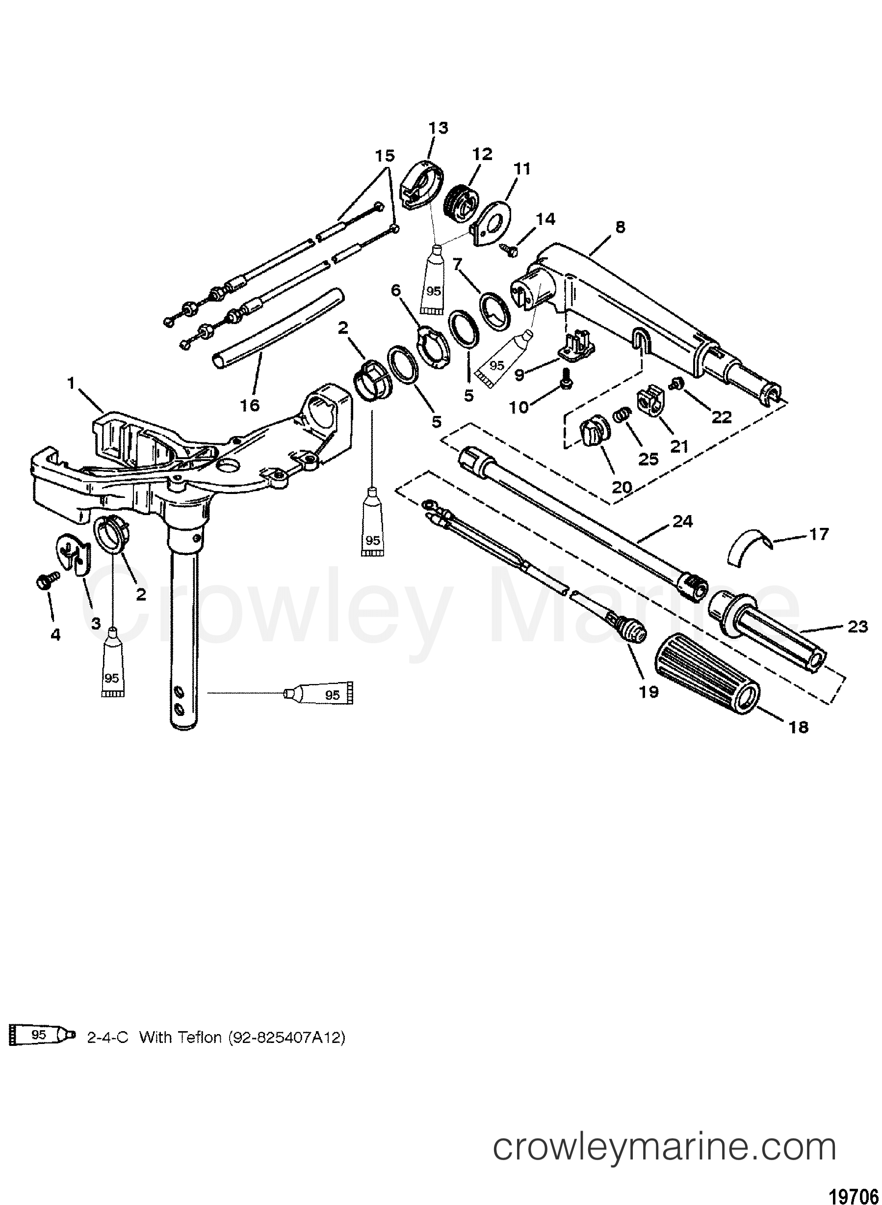 1995 Outboard 10 [MH] - 7010241DD - SWIVEL HEAD AND STEERING HANDLE