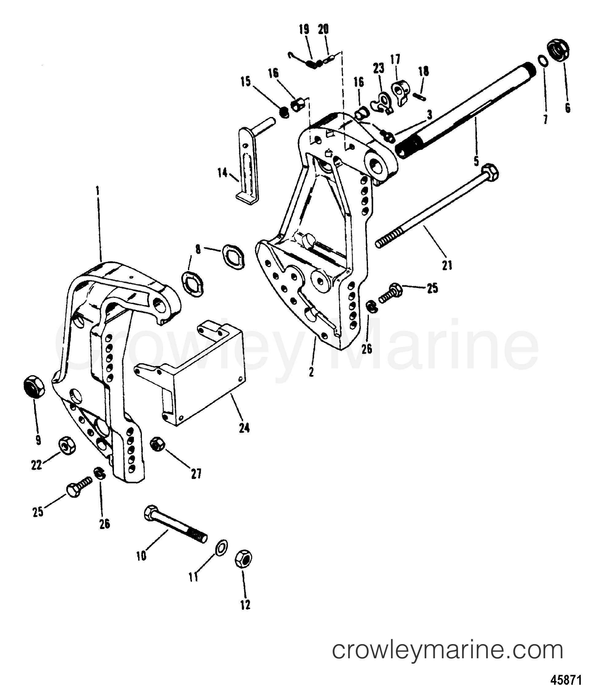 TRANSOM BRACKET 1995 Outboard 120 H120412RD [ELPT] Crowley Marine