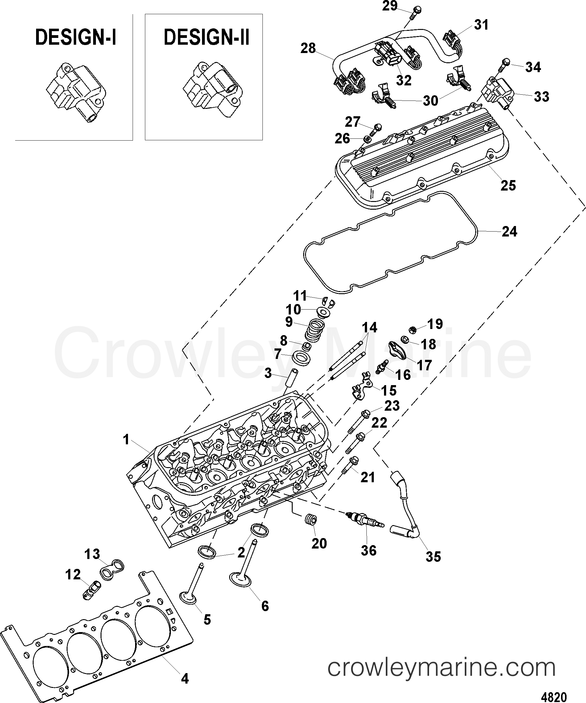 1998 Inboard Engine 8.1L HO [MPI] - 308100721 - CYLINDER HEAD
