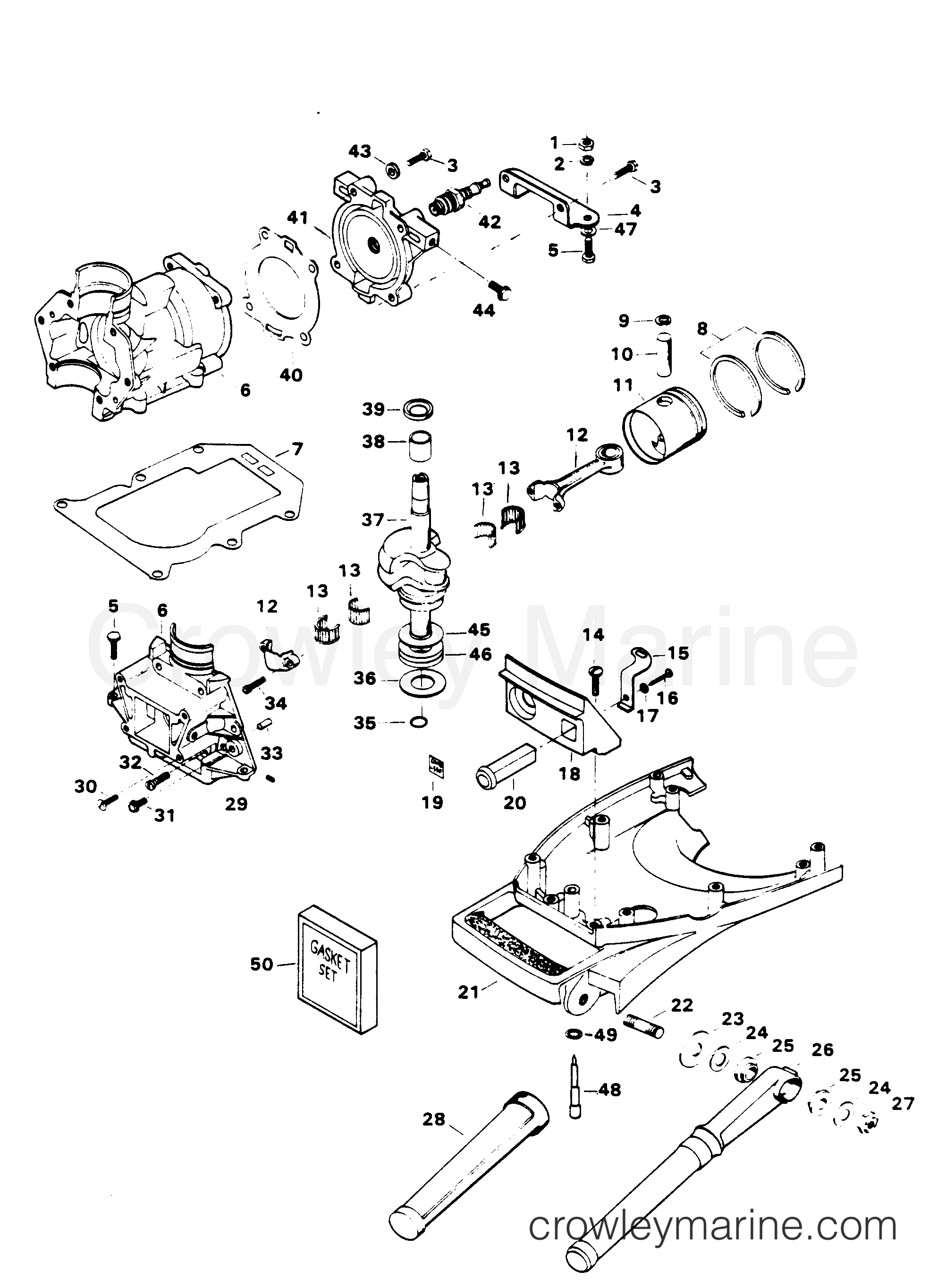 1984 Outboard 4 - 42F4A [Force] - POWER HEAD & SUPPORT PLATE