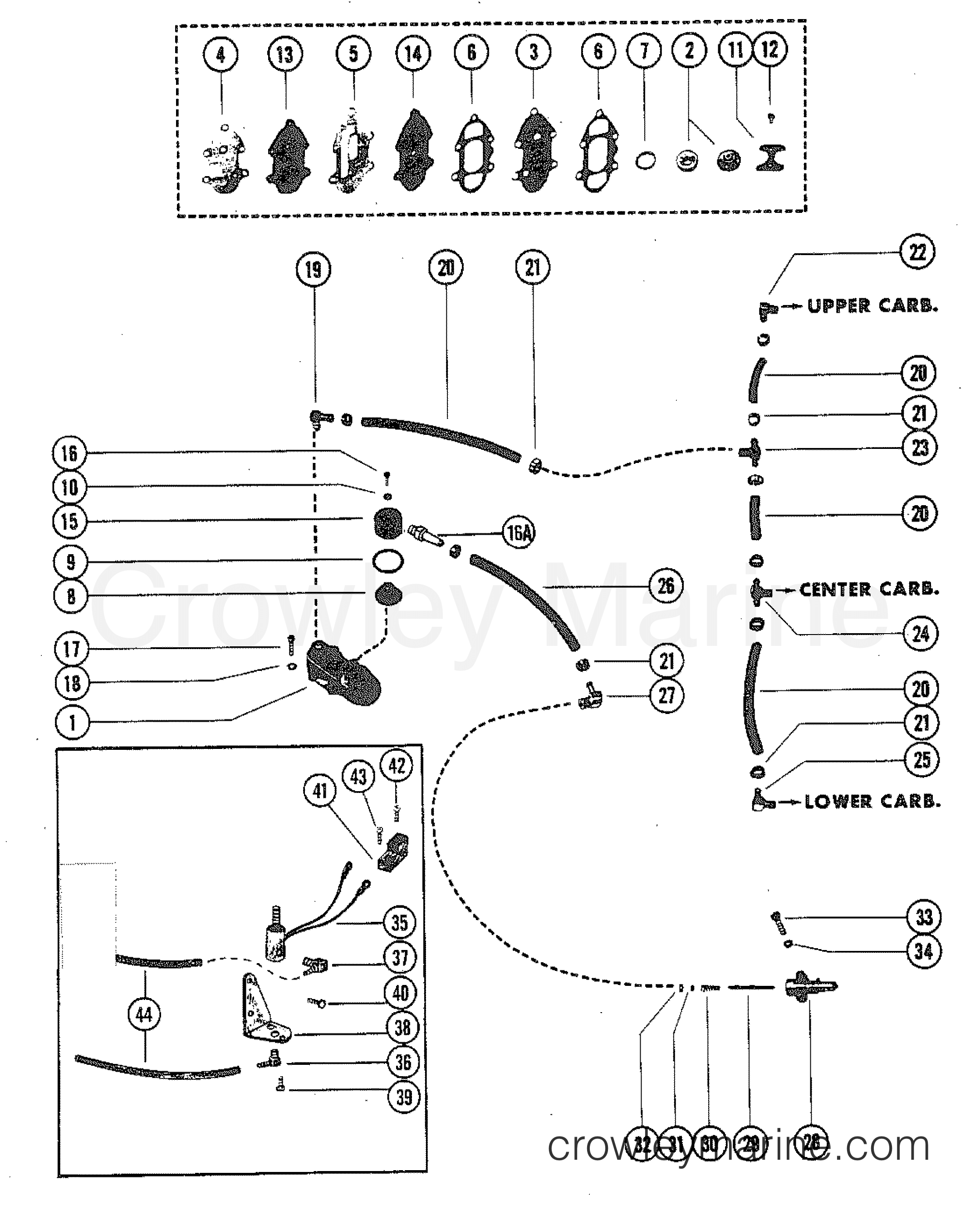 FUEL PUMP AND FUEL LINE ASSEMBLY 1980 Outboard 115 [ELPT] 1115620 Crowley Marine