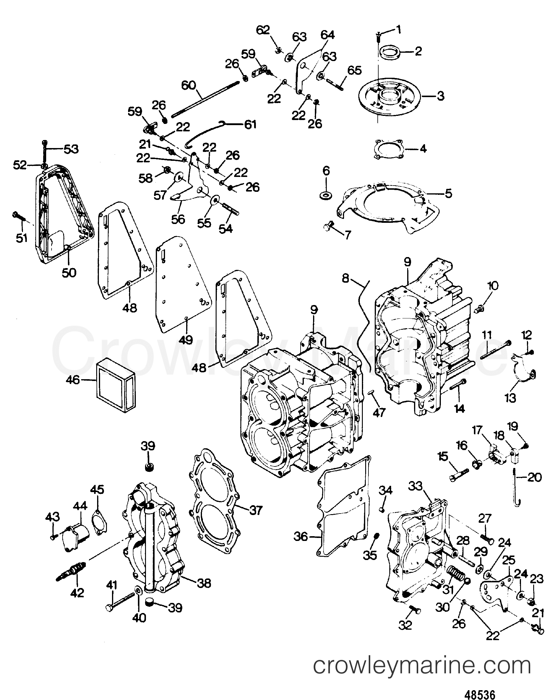 1987 Outboard 35 - 0C357F7B Thru [Force] - POWER HEAD