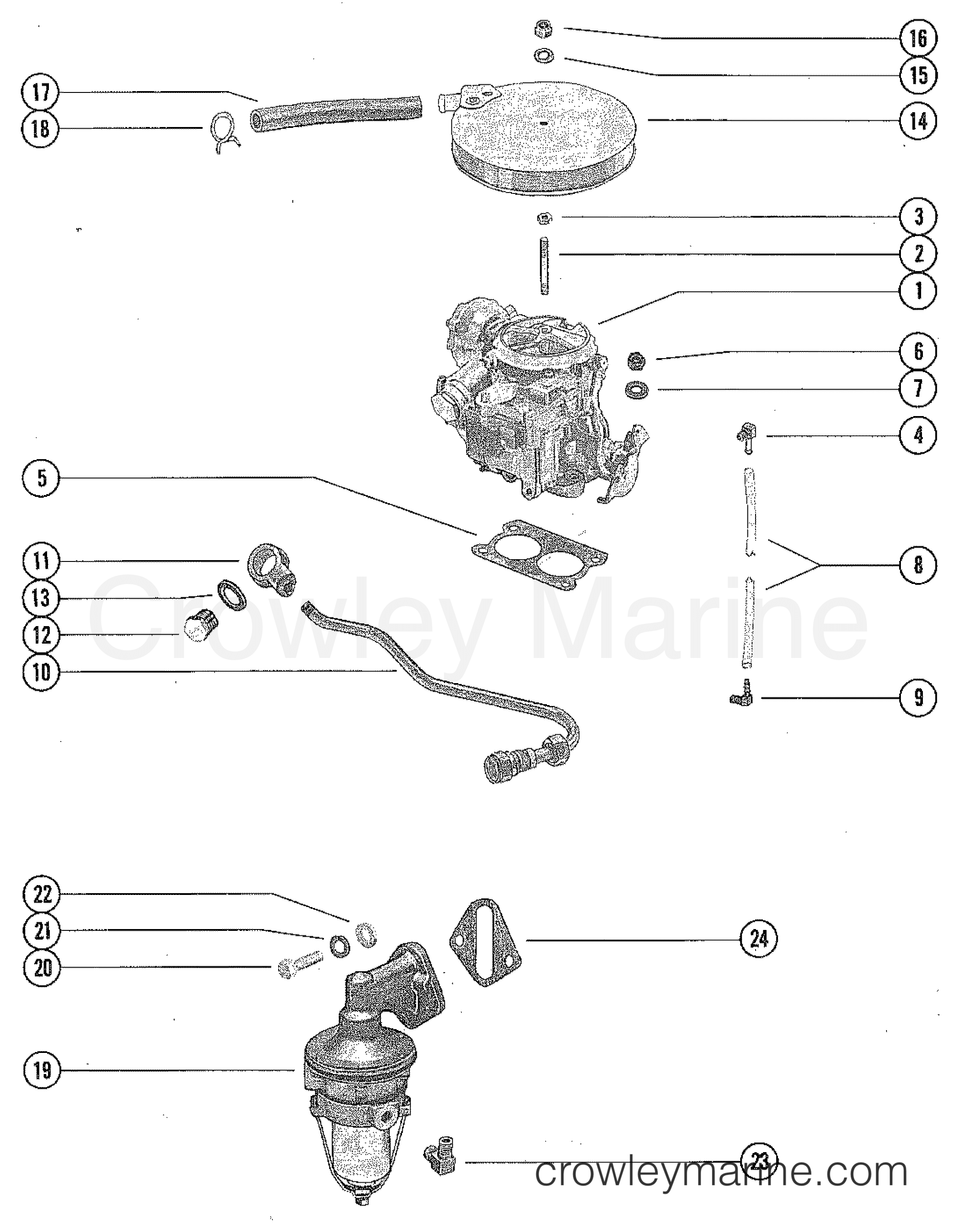 CARBURETOR ASSEMBLY, FLAME ARRESTOR AND FUEL PUMP - Serial Range