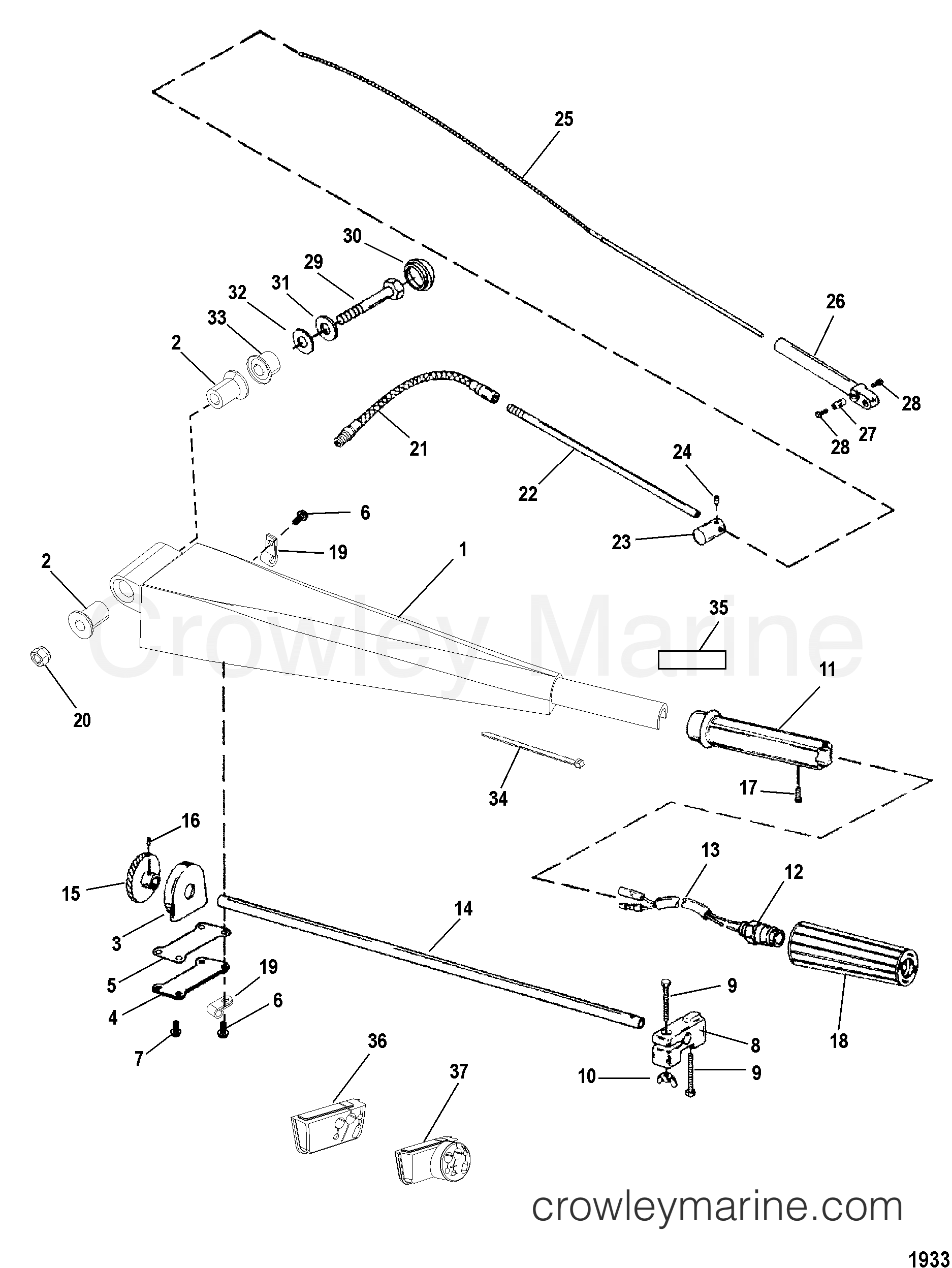 2002 Outboard 90 [ELPT 4] - 7F90412LR - STEERING HANDLE KIT