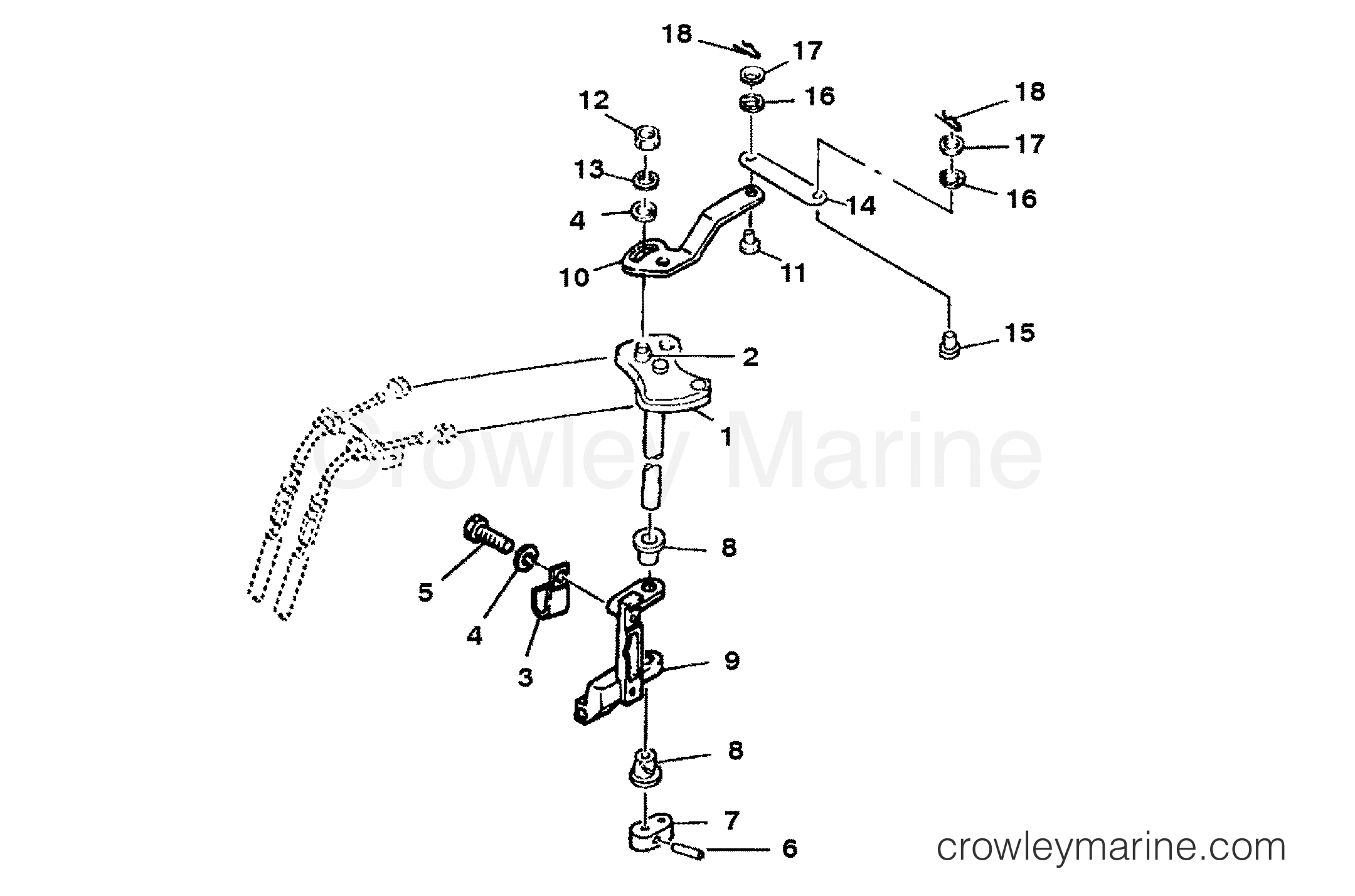 THROTTLE LINKAGE 1985 Outboard 8 [ML] 7008425 Crowley Marine