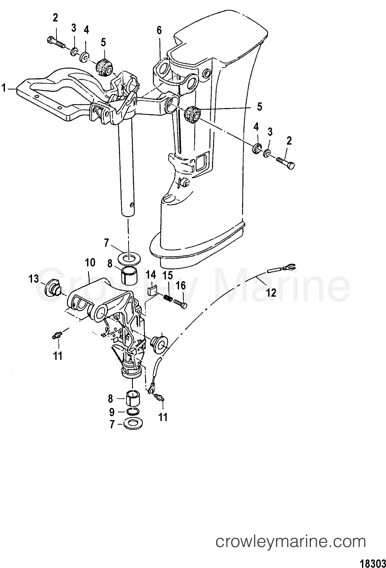 Serial Range Outboard 15 (2 CYL.) (International) - 0N055285 & Up - SWIVEL BRACKET