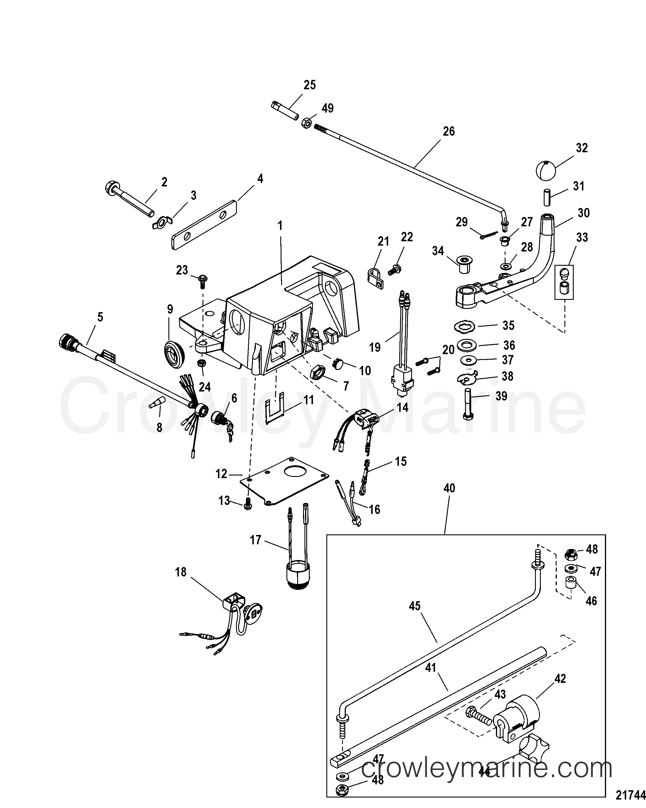 2006 Outboard 115EFI [EXLHPT 4] - 1115F2TKX - STEERING HANDLE KIT COMPONENTS, 816366A52