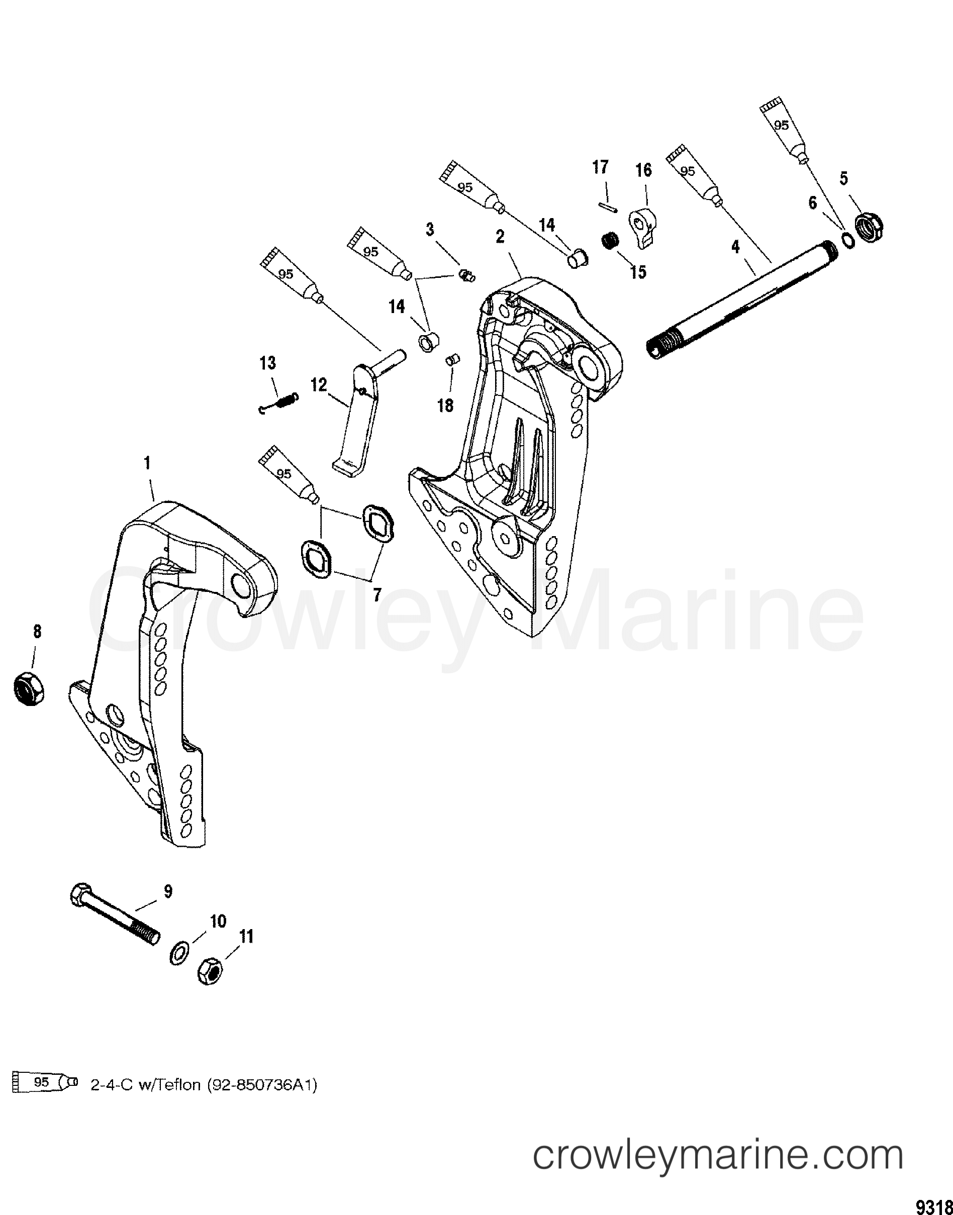 1998 Outboard 200DFI [XXL] - 7200493GF - TRANSOM BRACKETS