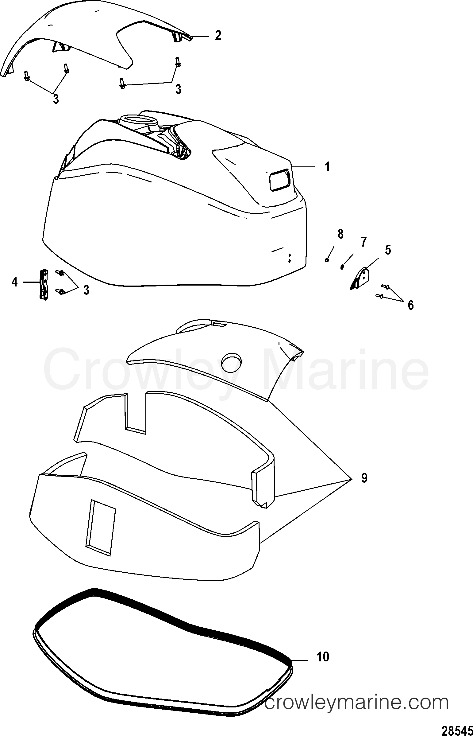 Serial Range Outboard 40 CARB (3 CYL.)(4-STROKE) - 1C018826 & Up - TOP COWL