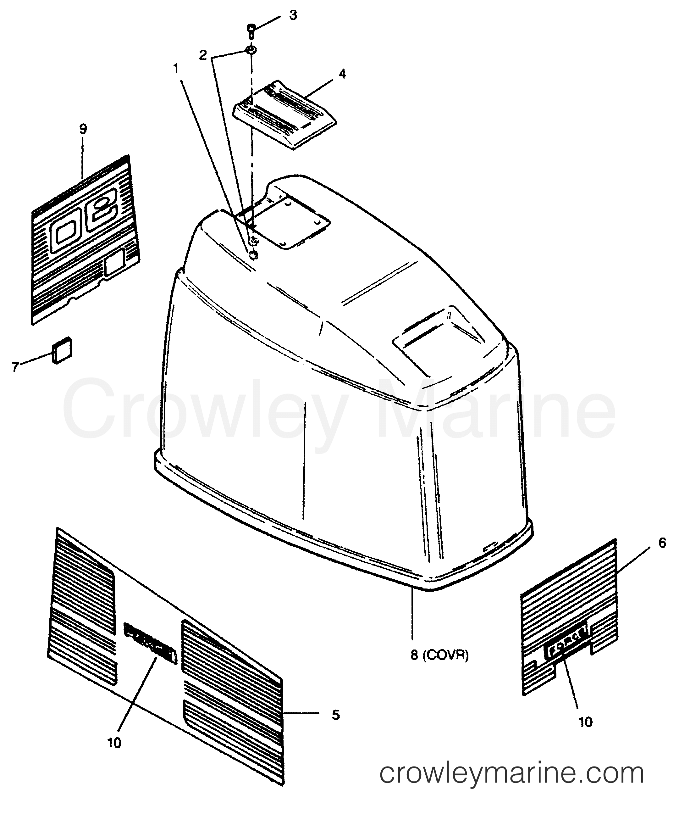 1991 Outboard 90 - 903E91D [Force] - ENGINE COVER(BAYLINER)