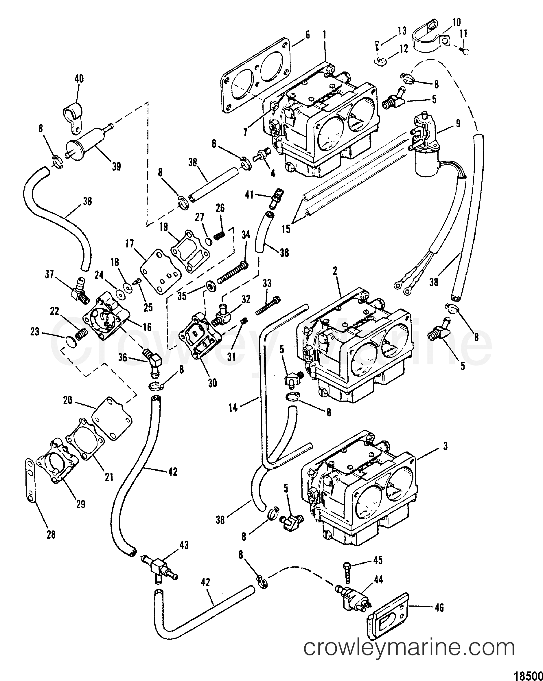 FUEL PUMP AND CARBURETOR 1989 Mercury Outboard 175 [L] 1175412GD