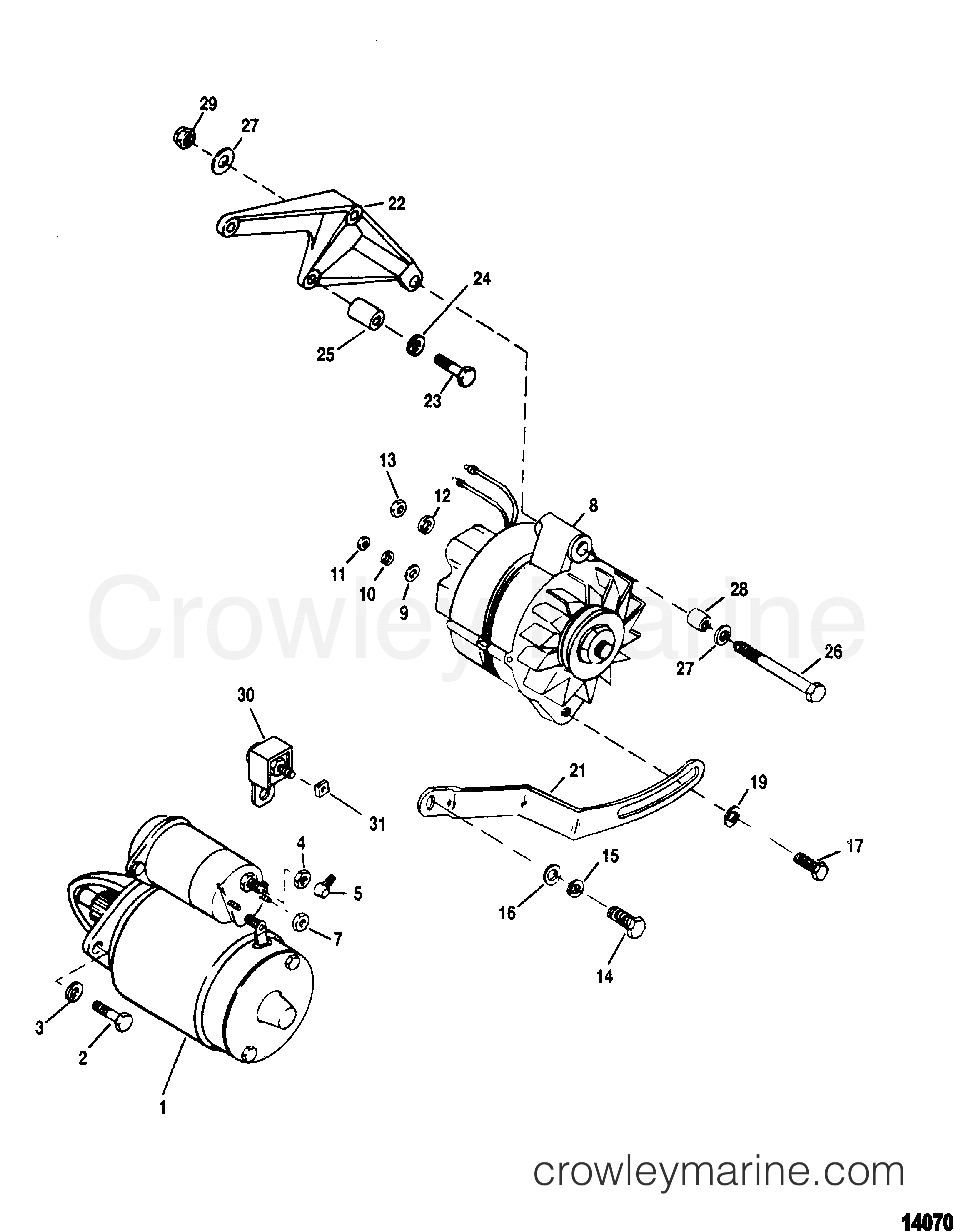 1996 Inboard Engine 7.4L [MPI] - 374E4E9JS - STARTER AND ALTERNATOR
